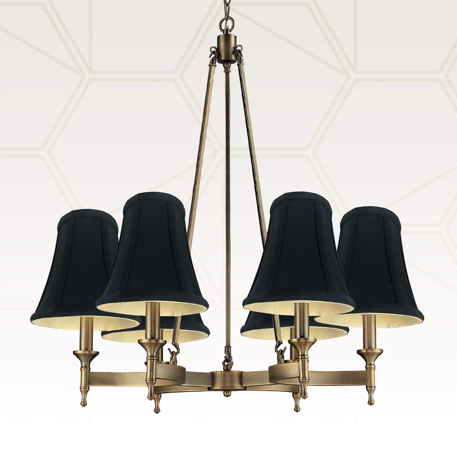 Royal Designs, Inc. True Bell Lamp Shade, Faux Silk, 3in x 6in x 6.25in, Black, 2-Pack, Model BSO-704FC-6BL