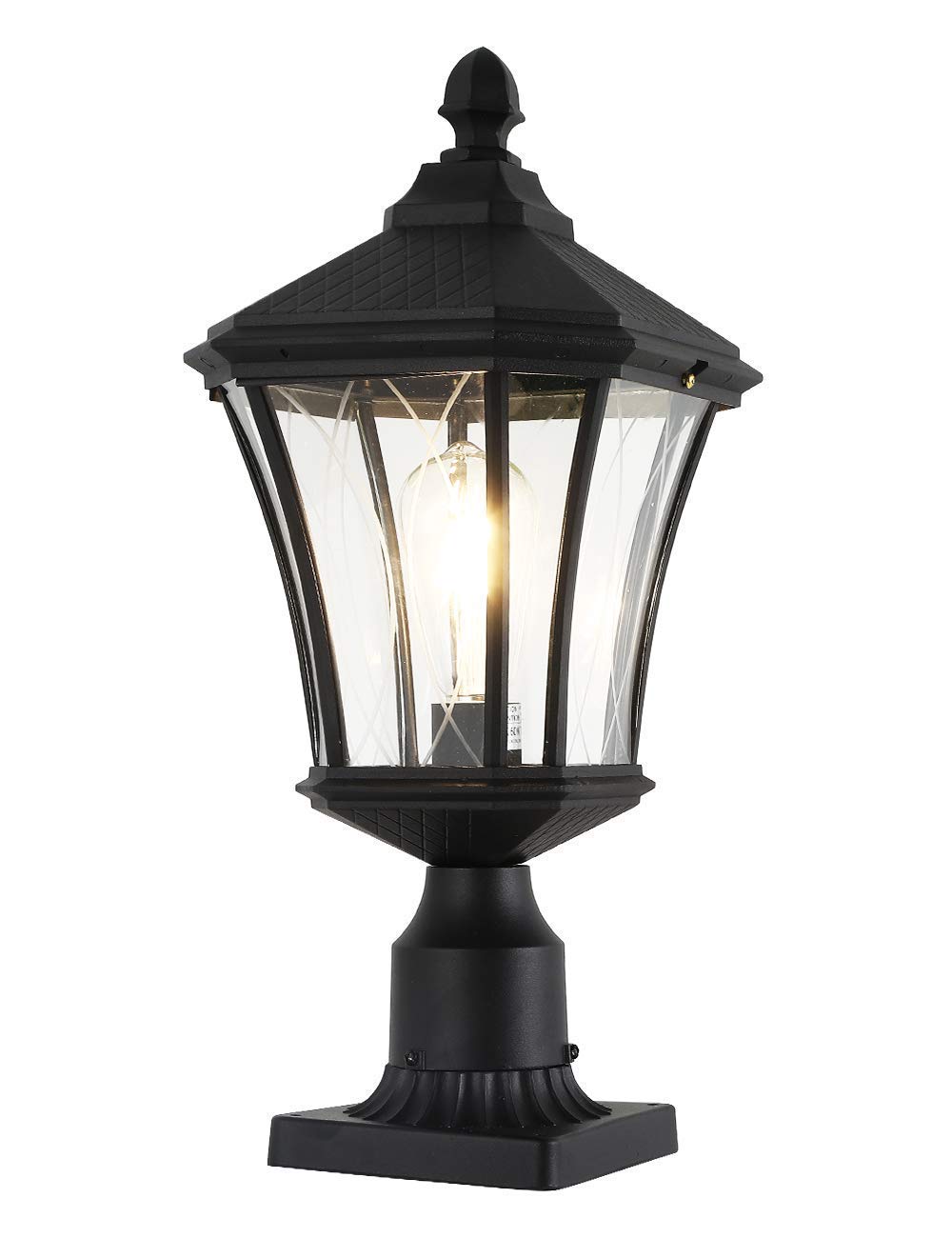 Post Lights Outdoor Post Lantern 20'' Exterior Post Coach Light with Pier Mount Base, Weather Resistant Aluminum with Clear Glas