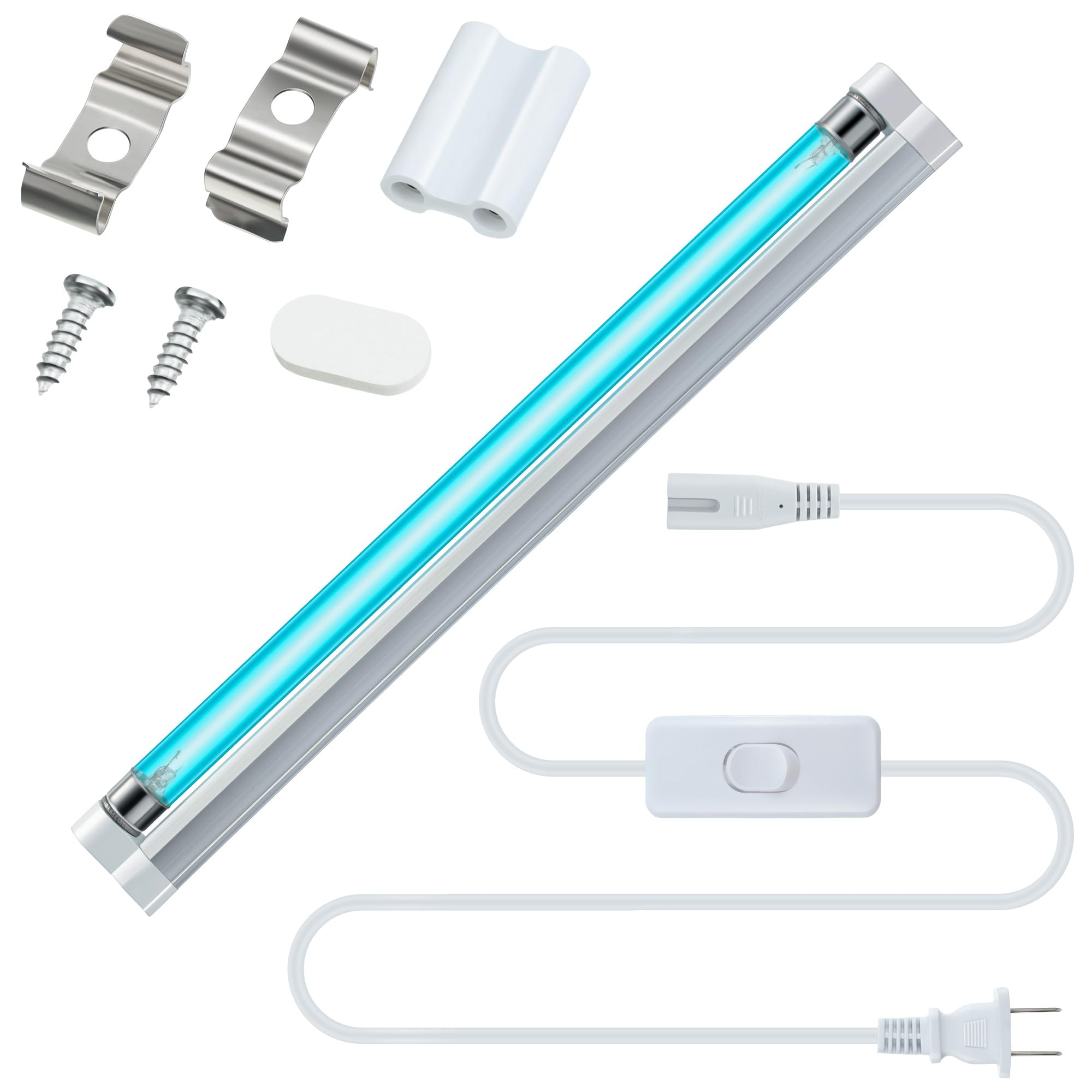 Mysora 6w UV Light with Ozone, 110V UVC Double Germicidal Lamp Including ON/Off Switch Cord and Plug, 253.7nm Wavelength UVC Lam