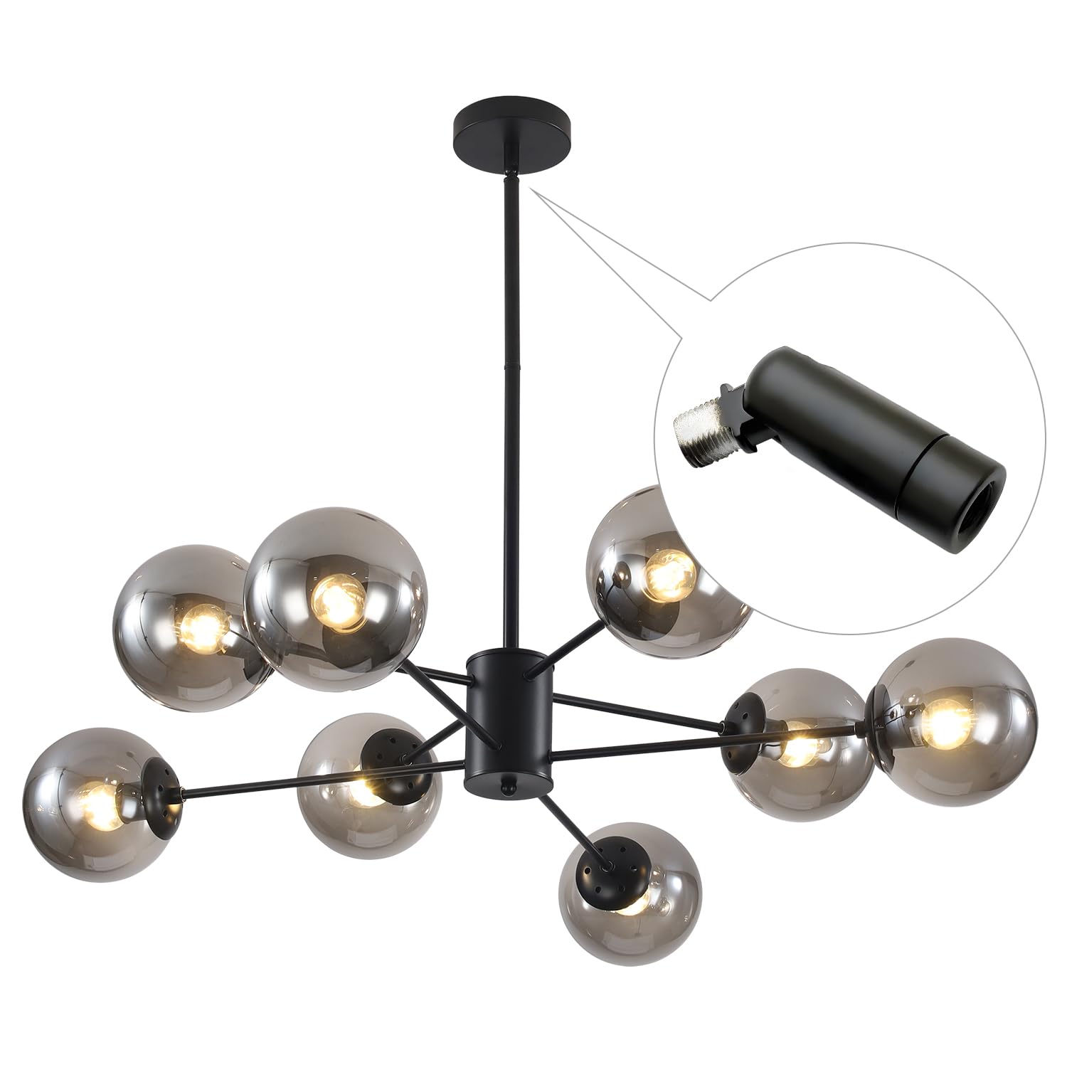 Kco Lighting 2Pcs Sloped Ceiling Adapter For Ceiling Lamp Pendant Light Chandelier Track Suspension Accessories  Hanging Helper Suitable For Vaulted  Angle Or Irregular Ceiling (Black)