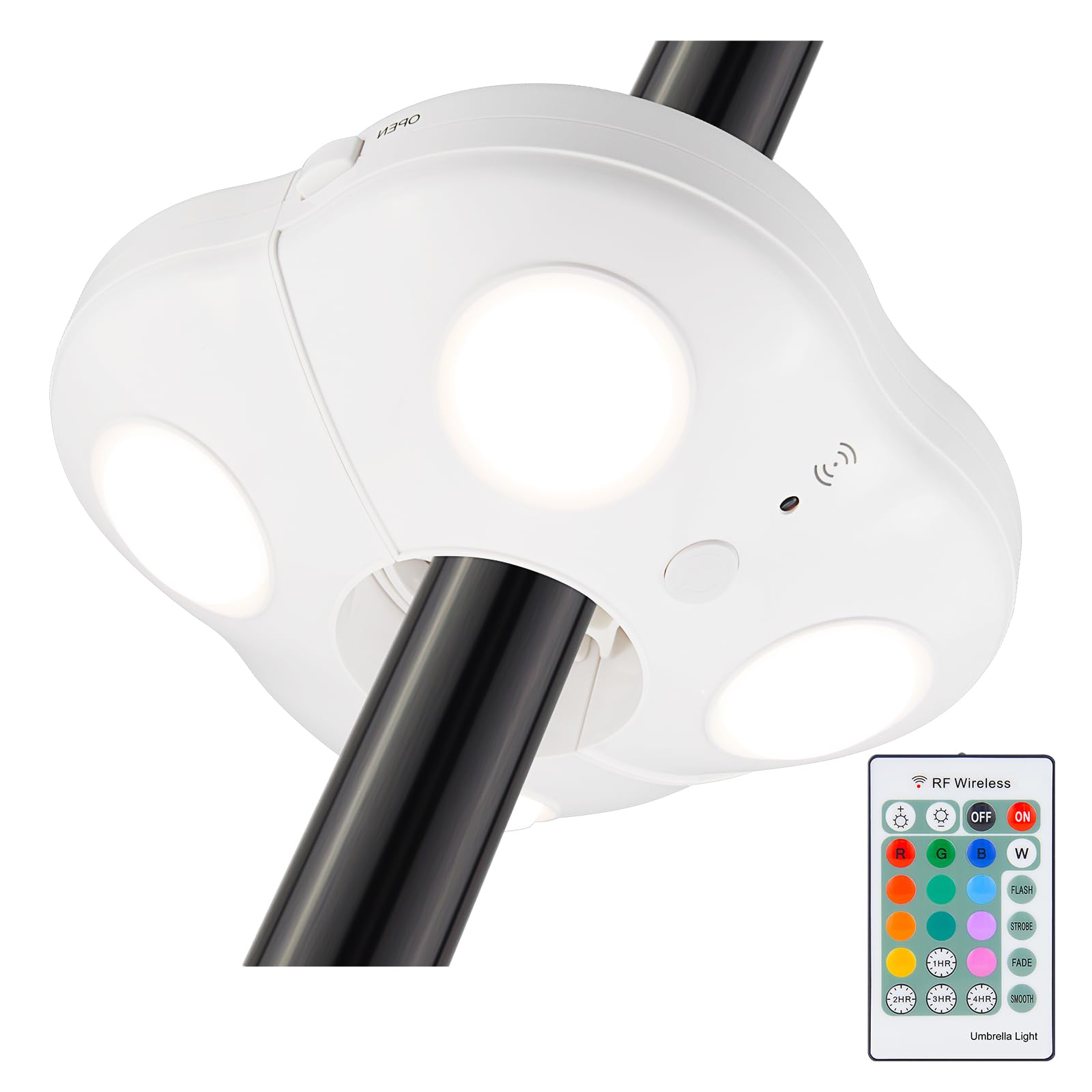 BIGMONAT Battery Operated Patio Umbrella Light, Outdoor LED Table Umbrella Lights with Remote, 12 Color Changing Umbrella Pole L