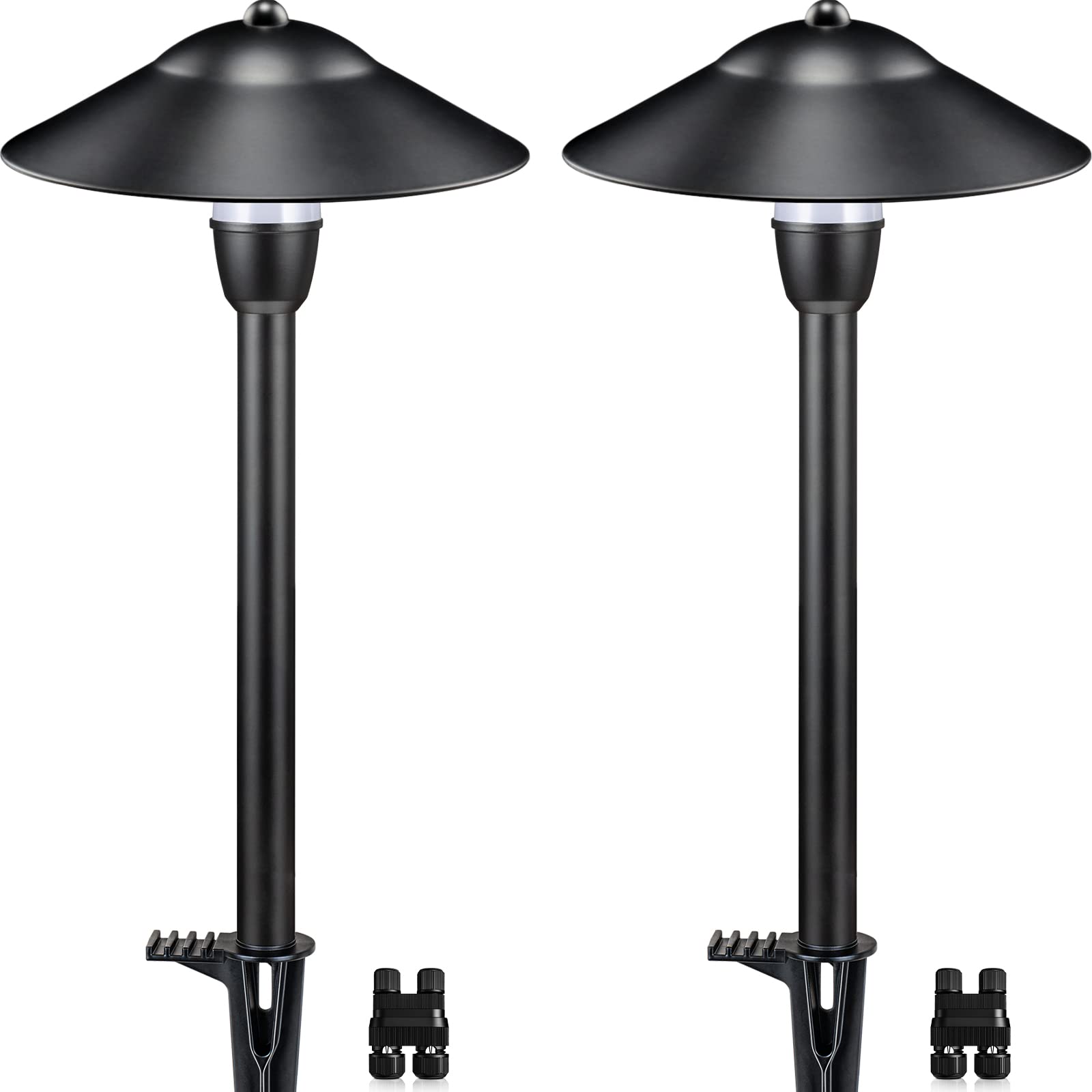 SUNVIE LED Pathway Lights 12-24V 3W IP65 Waterproof Aluminum Black 2 Pack