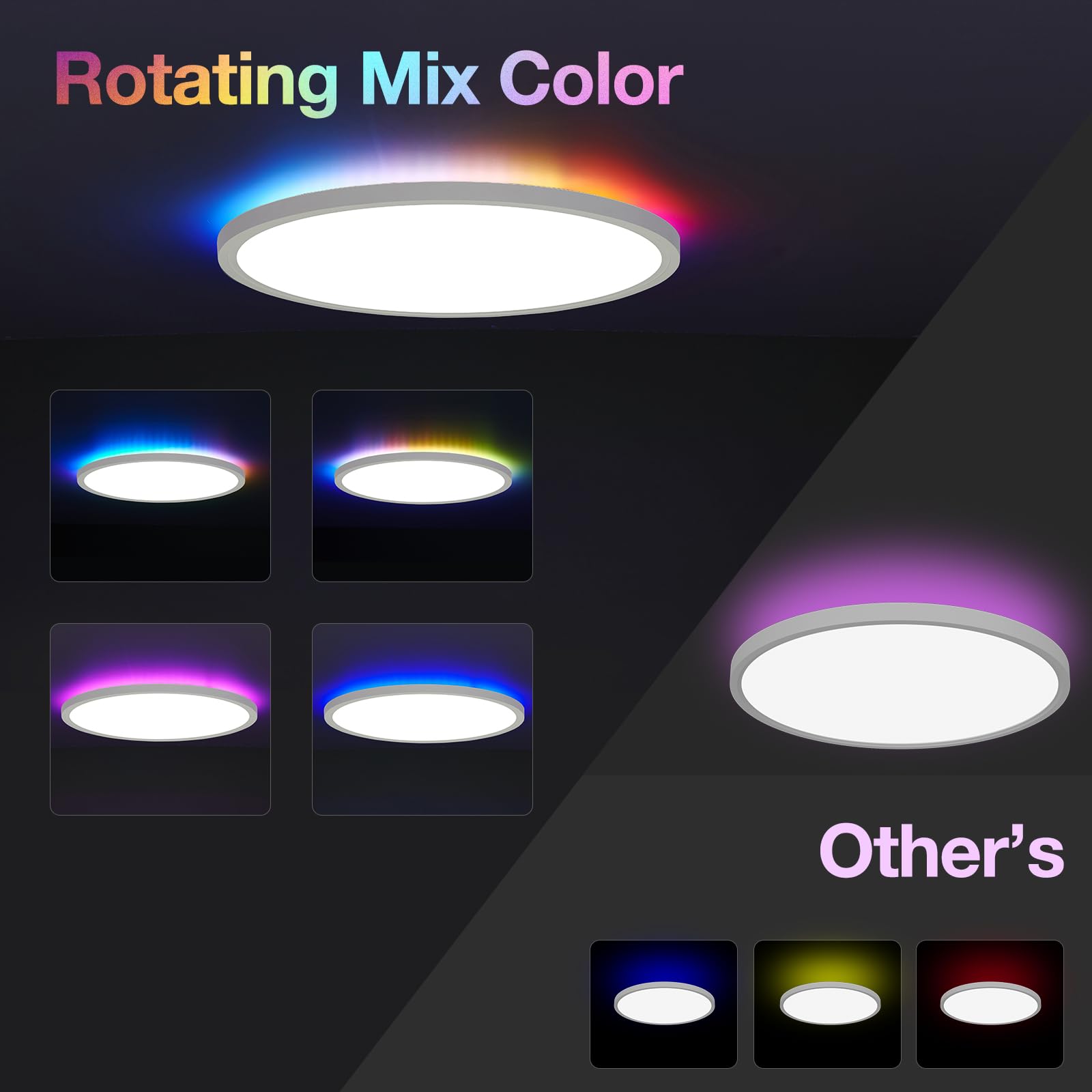 Vocgouu 2 Pack 12 Inch Smart Ceiling Lights Black Rgb Compatible With Alexa, Remote Control, Wifi And Tuya App - Color Changing