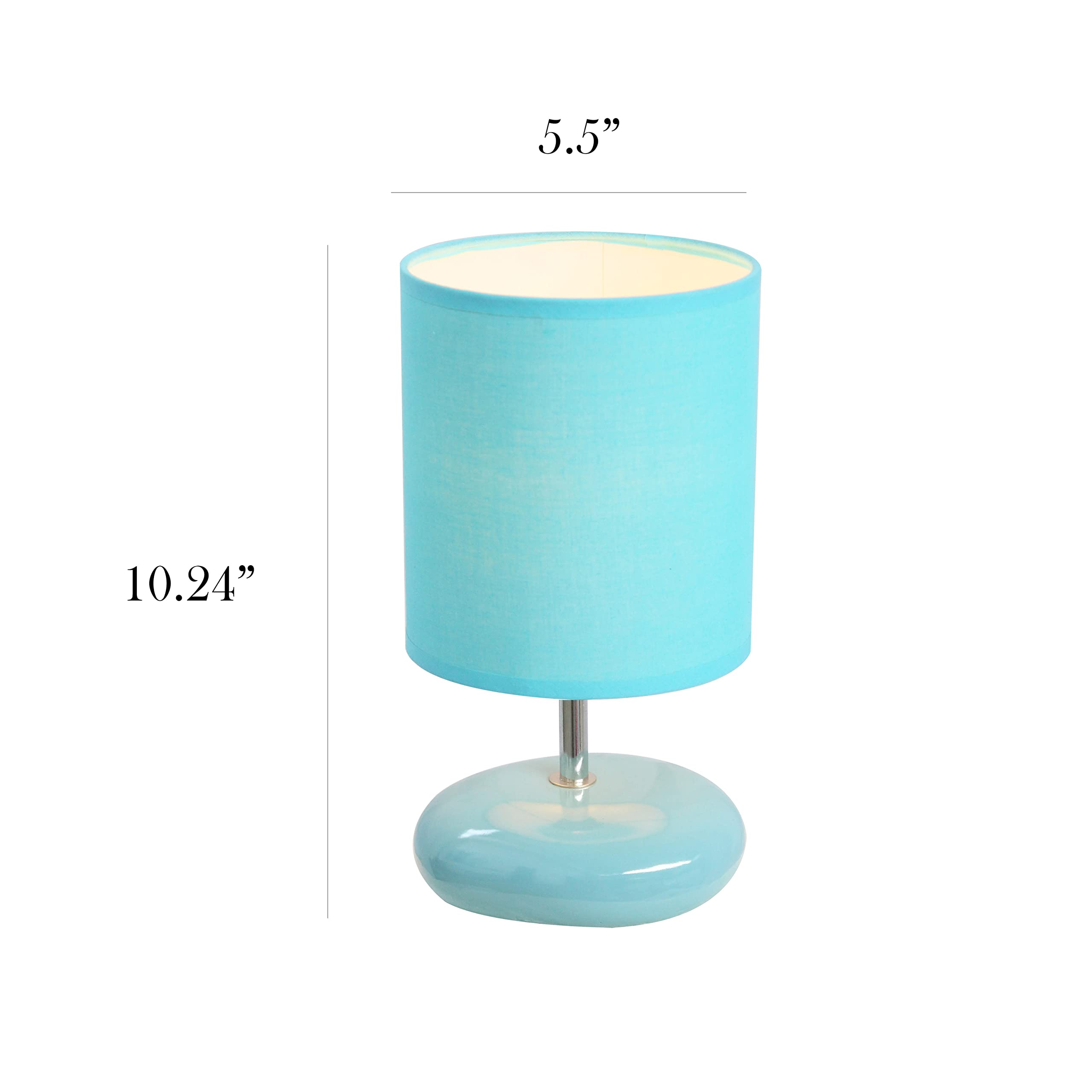Simple Designs Lt2005-Blu Ceramic Blue Table Lamp - Small Stone Look Bedside Desk Light