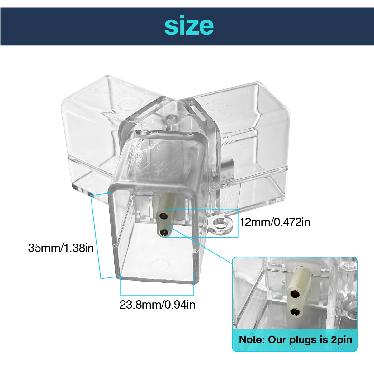 cezelux Hexagon Garage Light Connectors - 5 Pack Y-Connectors, 2 Pin, Clear Plastic for Honeycomb Lighting Systems
