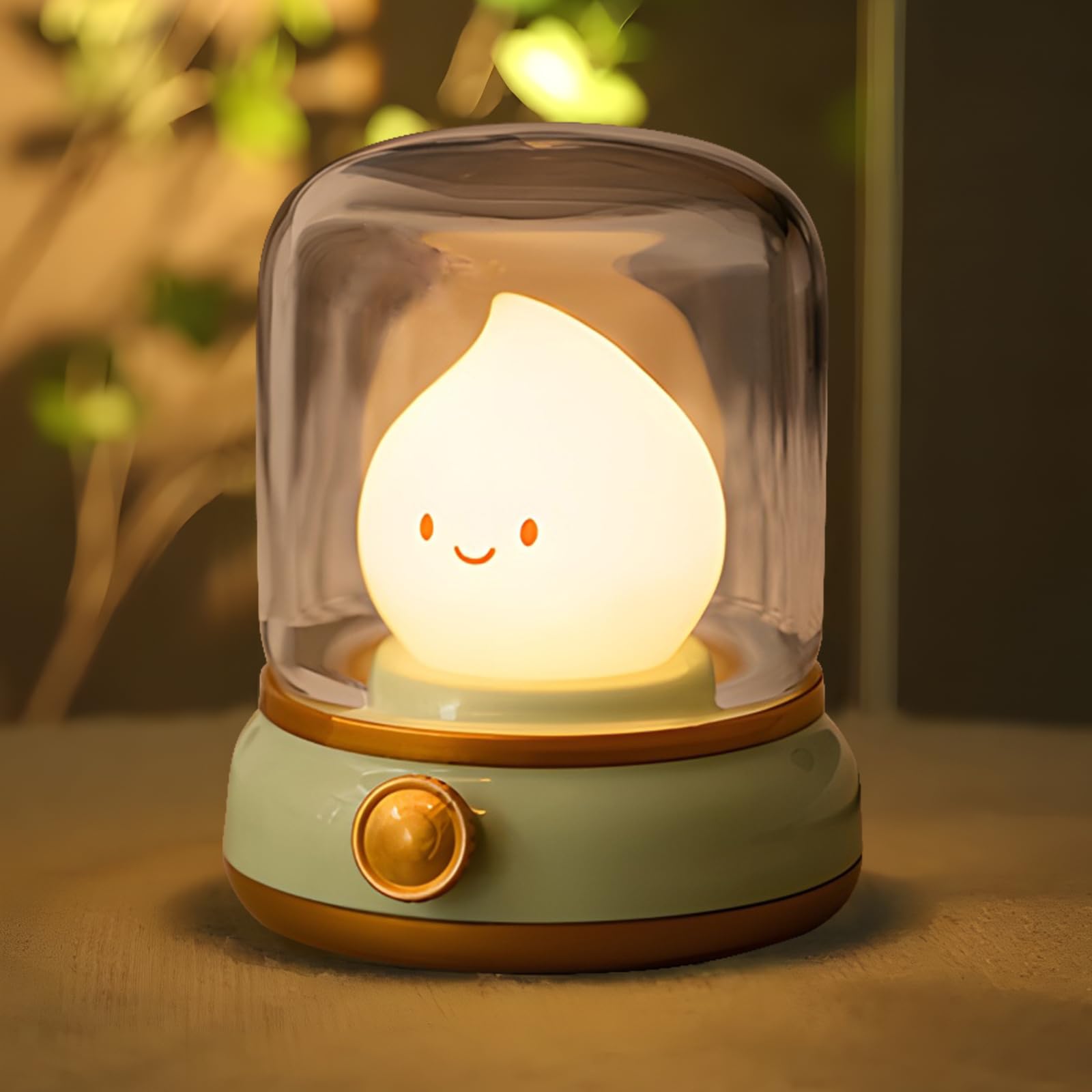 Hpydiy Candlestick Night Light - Retro Oil Lamp Emotion Light Silicone ChildrenS Night Light Rechargeable Adjustable Press Dot Switch And Room Decoration Gift (Green)