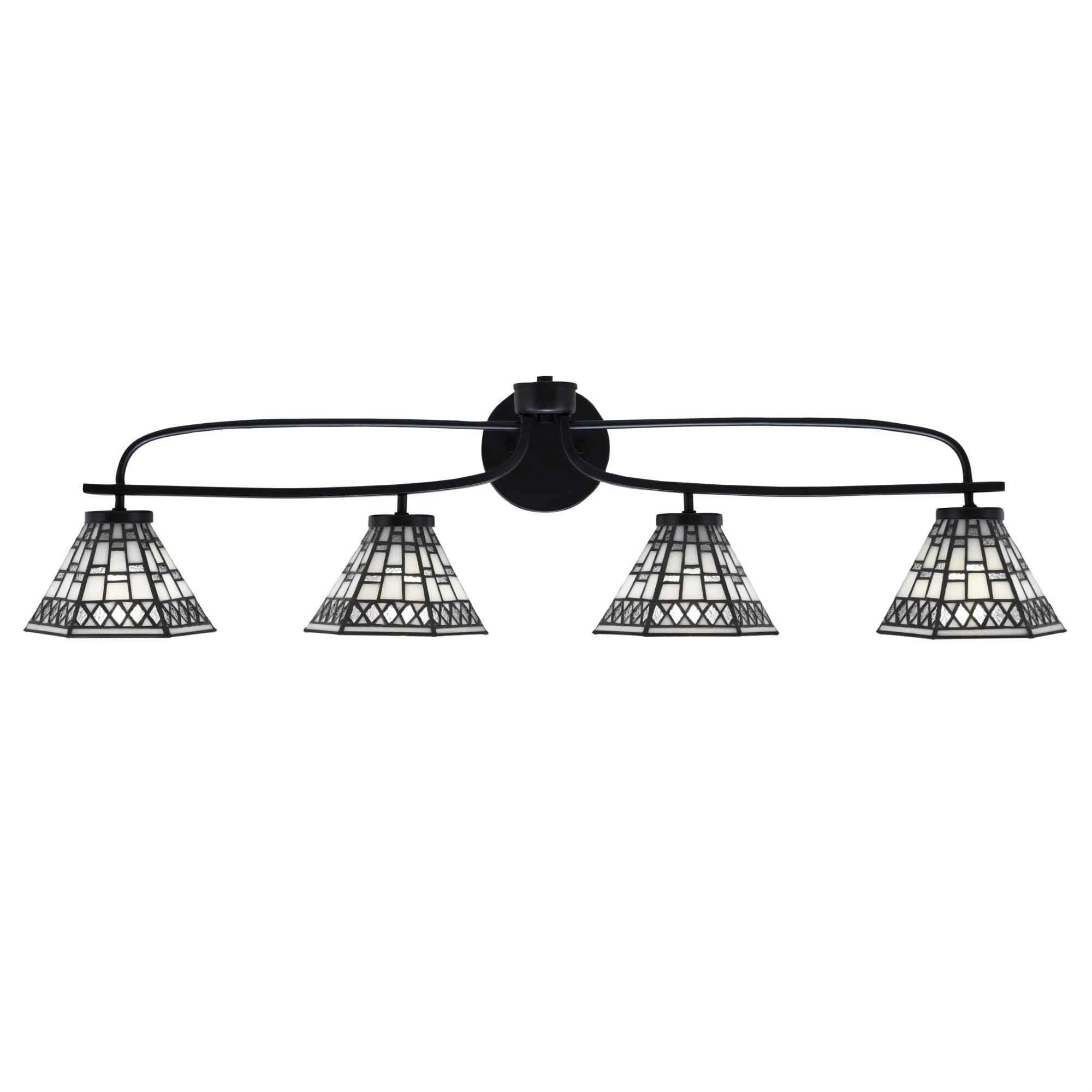 Cavella 4 Light Bath Bar Shown In Matte Black Finish With 7" Pewter Art Glass