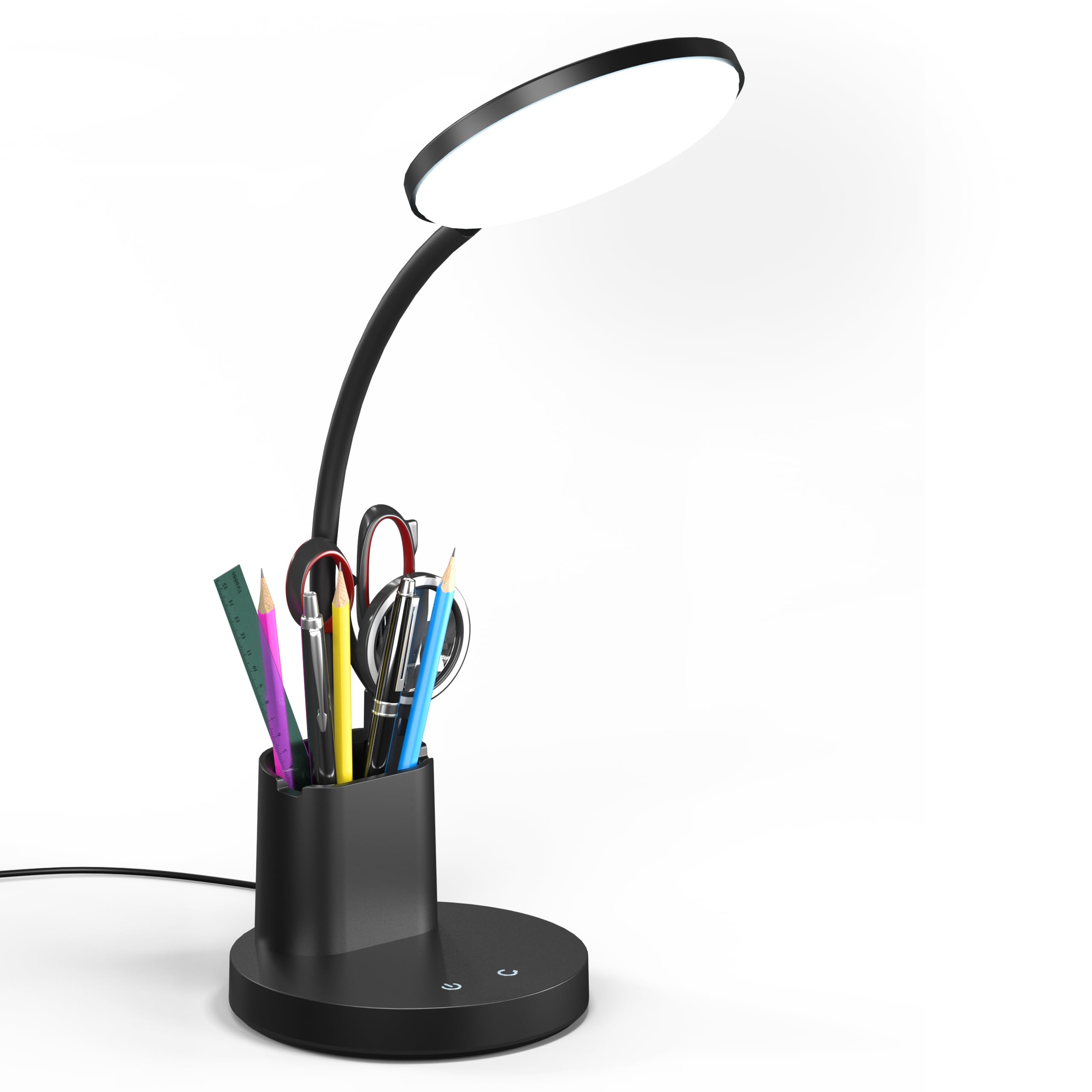Vicsoon LED Desk Lamp with Touch Control, 3 Color Modes, Dimmable, Adjustable Arm, Black, Model HM-TD-8W-001