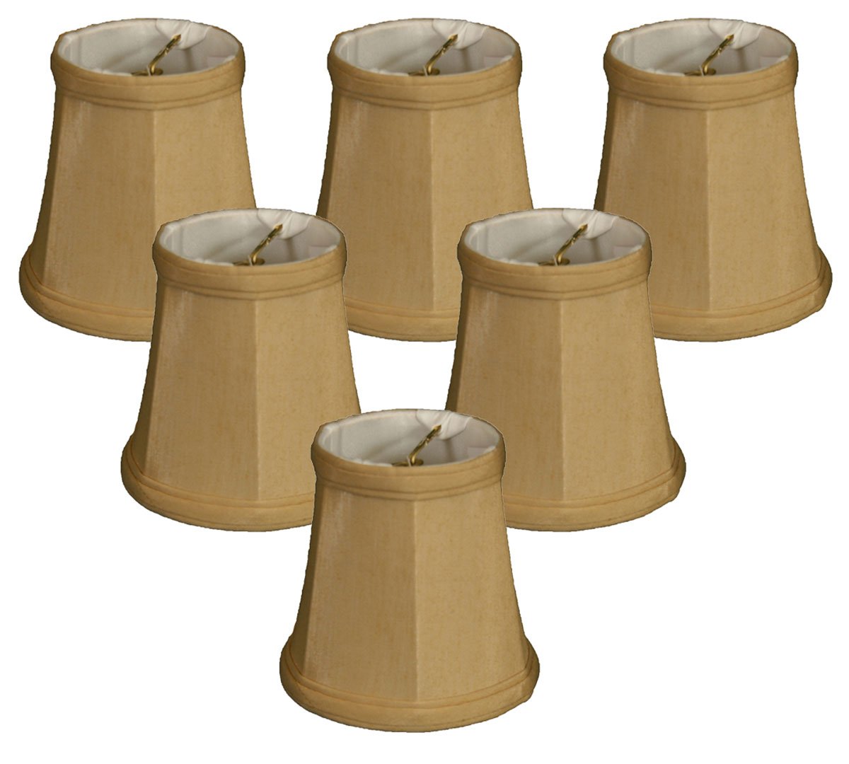 Royal Designs Empire Chandelier Shade, Fabric, Antique Gold, 3 x 4.25 x 4.25, Model CS-102AGL-6, Pack of 6