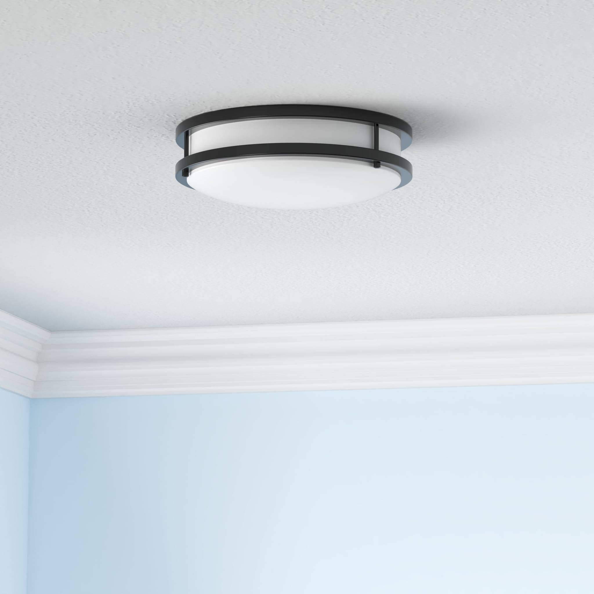 Yogaret LED Flush Mount Ceiling Light Fixture 40W 4000lm 13inch Black 2Pack