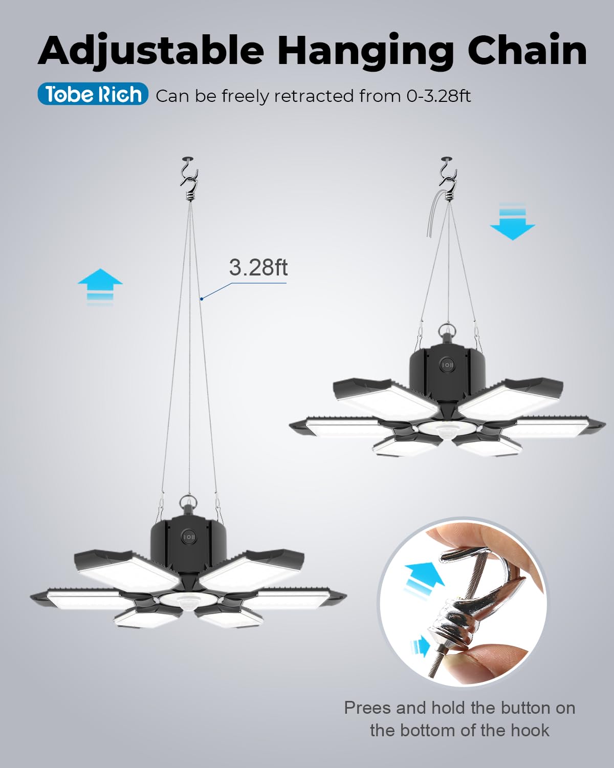 Plug In Garage Light With Motion Sensor - Ultra Bright 200W 20000Lm Motion Activated Shop Light With 3 Mode, 6 Deformable Led Pa