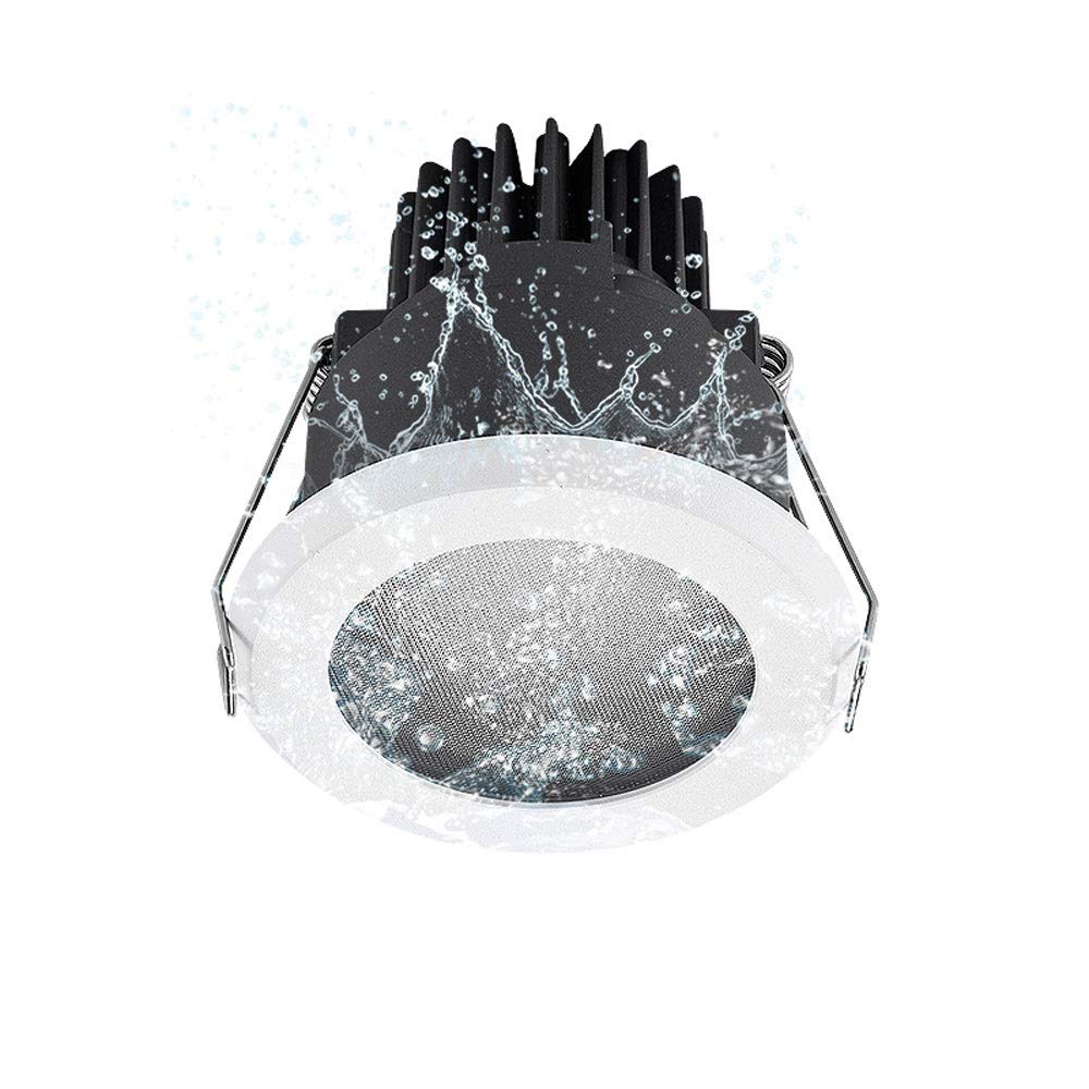 OZZKI Recessed Bathroom IP65 Downlight Spotlight Modern Matt White Round Waterproof Downlight With Honeycomb Light Mirror, Open 