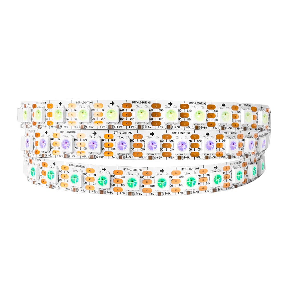 BTF-LIGHTING WS2812B IC RGB 5050SMD Pure Gold Individual Addressable LED Strip 3.28FT 100LED 100Pixel/m Flexible Full Color IP30