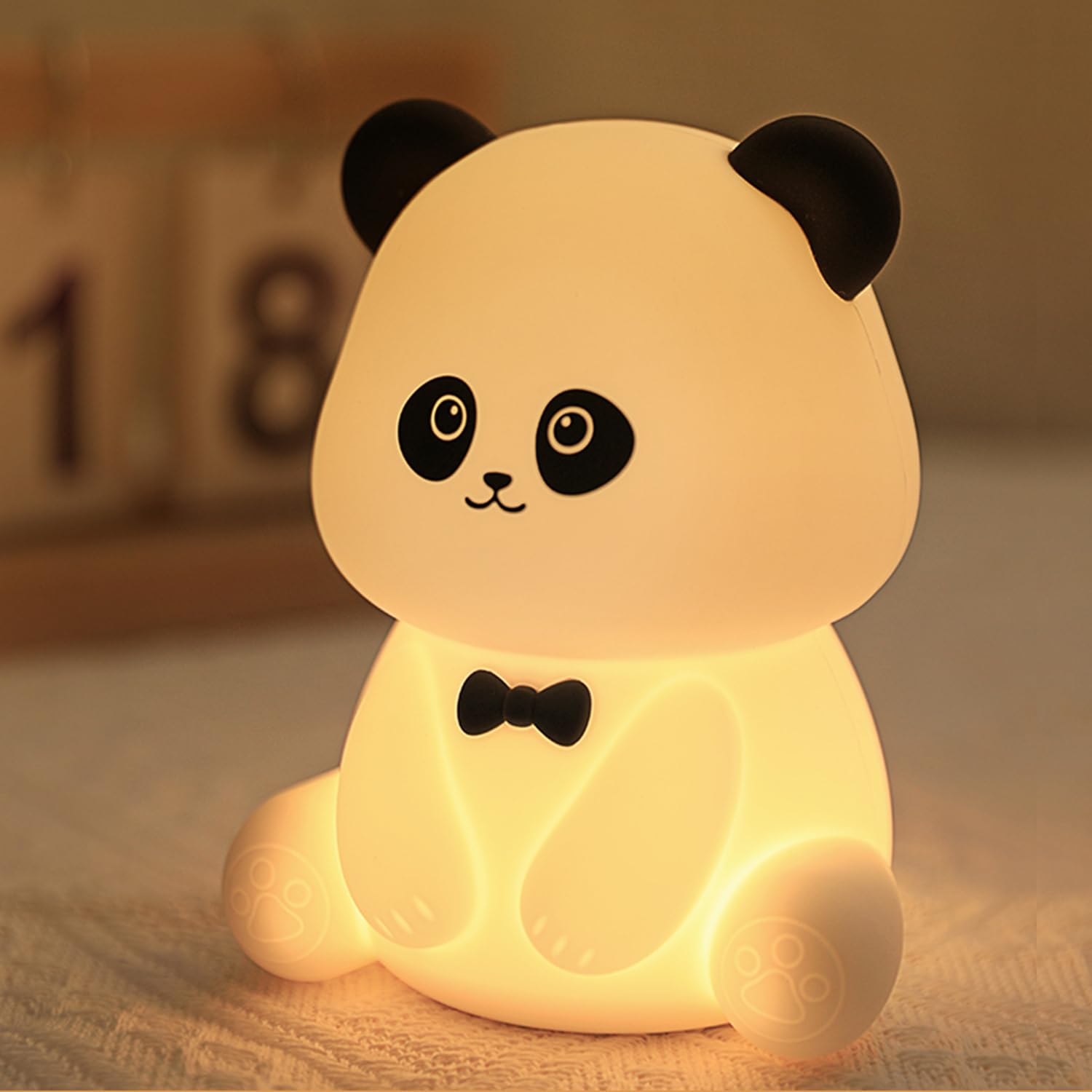 Bestfaith Cute Panda Night Light  Led Squishy Night Lamp  7 Colors Dimmable Nursery Nightlight For Kids  Rechargeable Touch Lamp  Dorm Decor  Kids Funny Gifts (Panda)