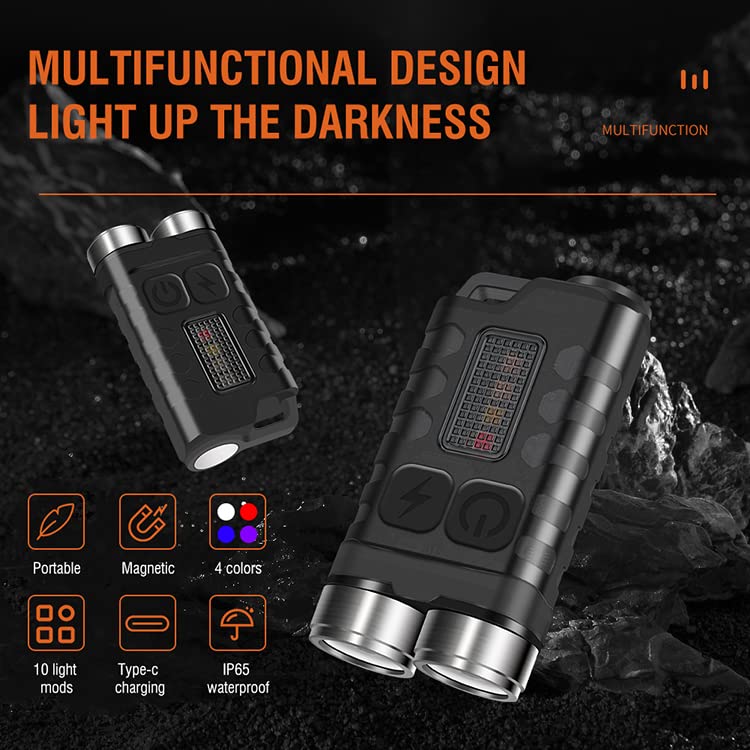 Preppers Peak V3 Mini Flashlight - 900 Lumen Rechargeable Led, Waterproof Tactical Keychain