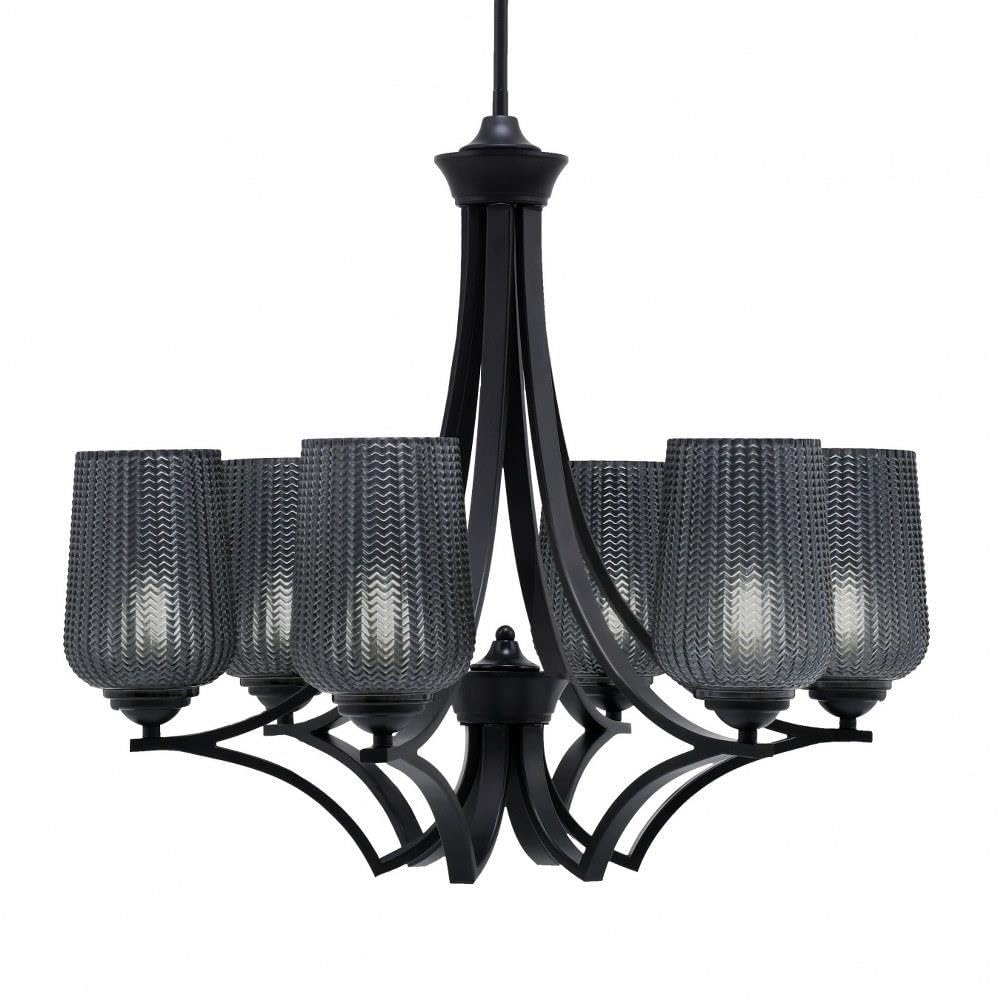 Toltec Lighting 566-Mb-4252 Zilo - 6 Light Uplight Chandelier-23 Inches Tall And 25.75 Inches Wide, Finish Color: Matte Black, Glass Color: Smoke Textured