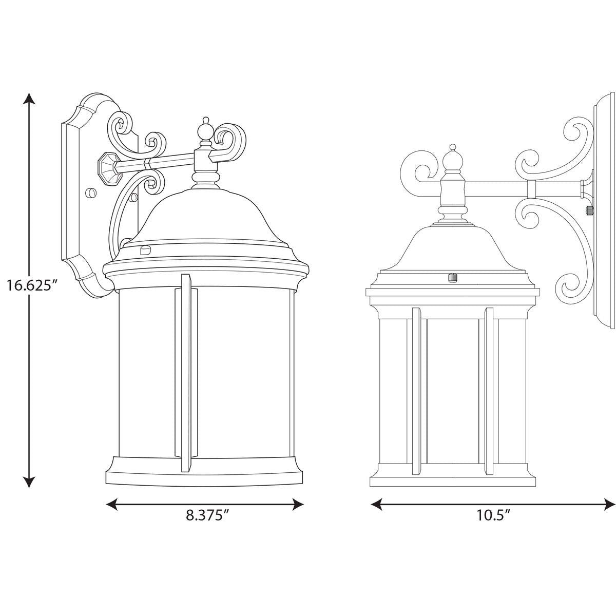 Progress Lighting 1-Light Outdoor Wall Lantern, Antique Bronze, Aluminum, 16.63x8.38x8.38, Model P5875-20MD, New Traditional Design