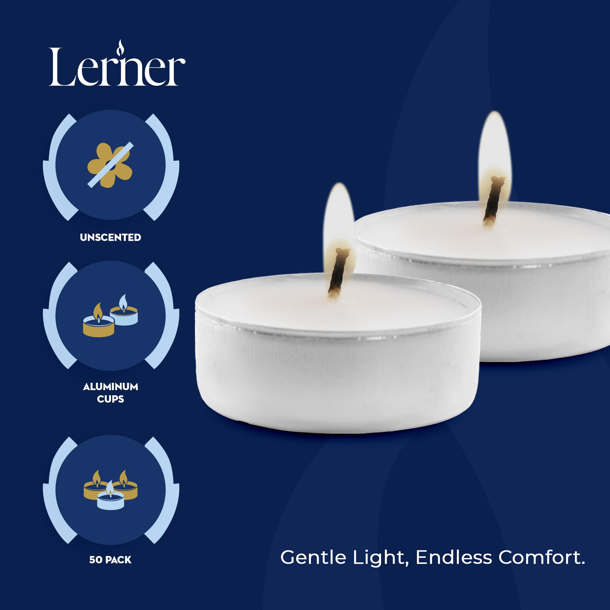 Lerner Tealight Candles, Unscented 200 Count, Non-Toxic, Smokeless, Long-Burning, White, Model L00216