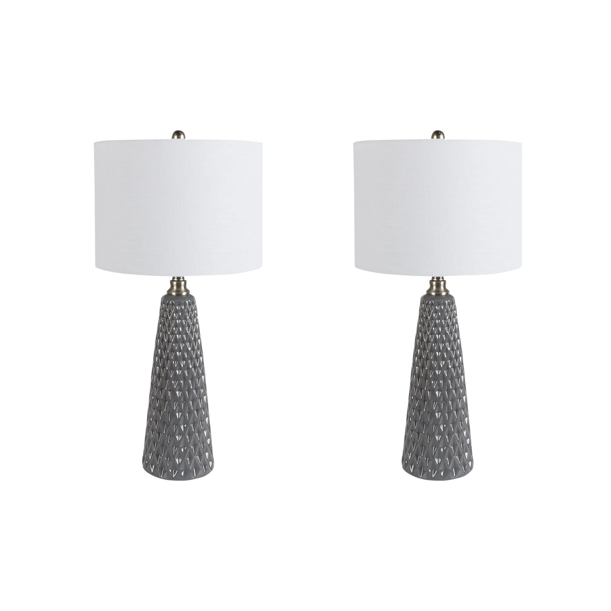 Decor Therapy Jameson Textured Ceramic Table Lamps, Set of 2, Charcoal