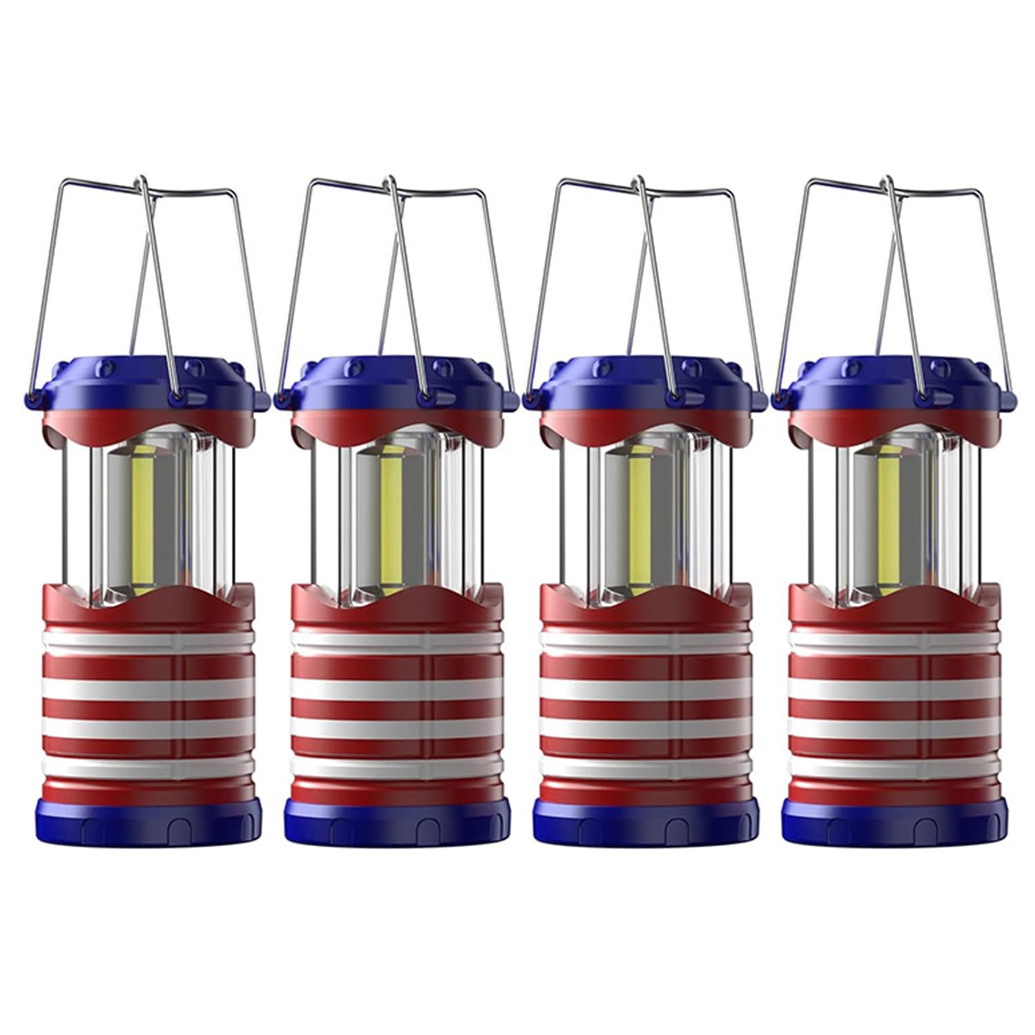 Lichamp LED Camping Lanterns, Battery Powered, Super Bright, Medium Size, American Flag Design, Model I4AF, HIPS Plastic