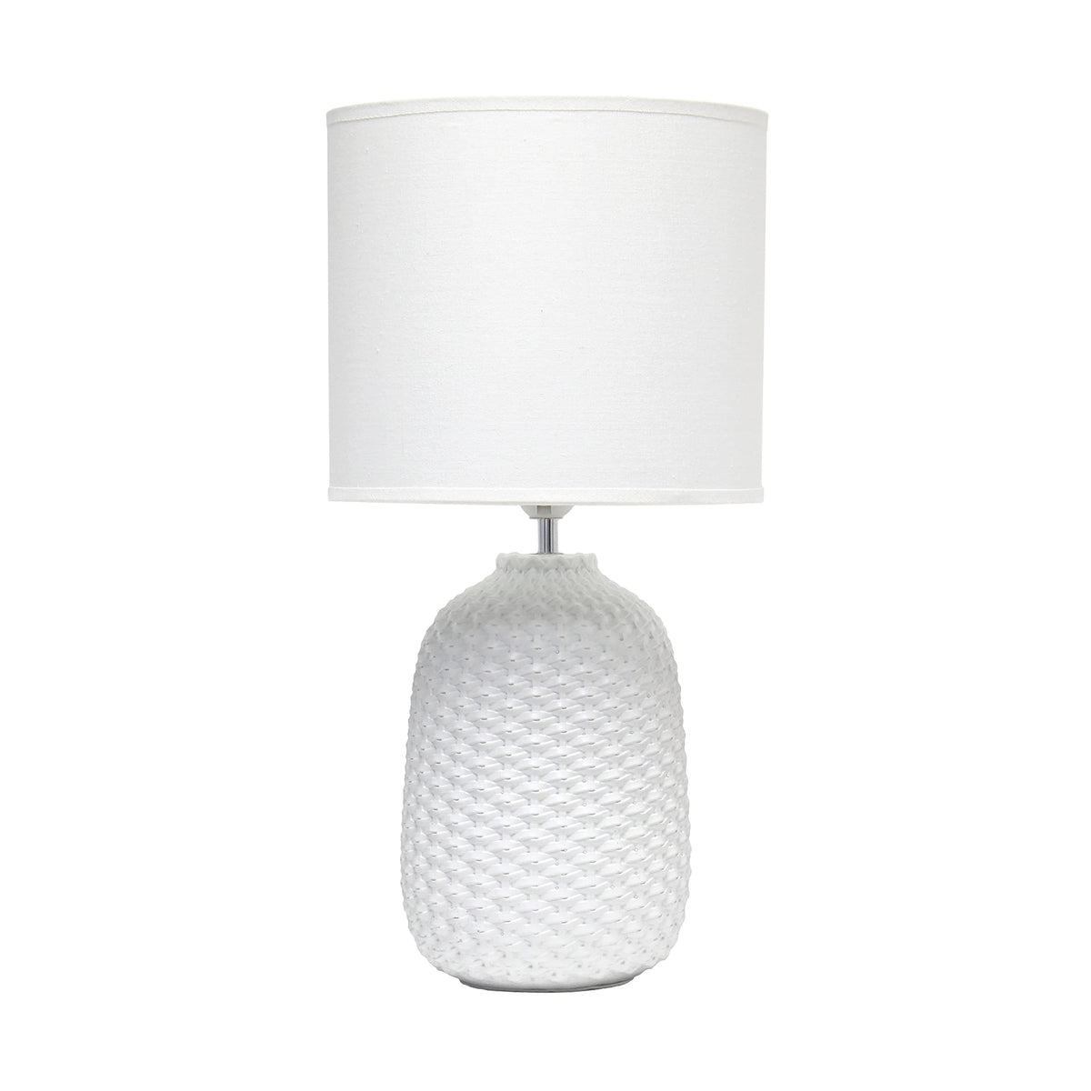 Simple Designs Off-White Ceramic 20.4&quot; Bedside Table Desk Lamp With White Fabric Shade