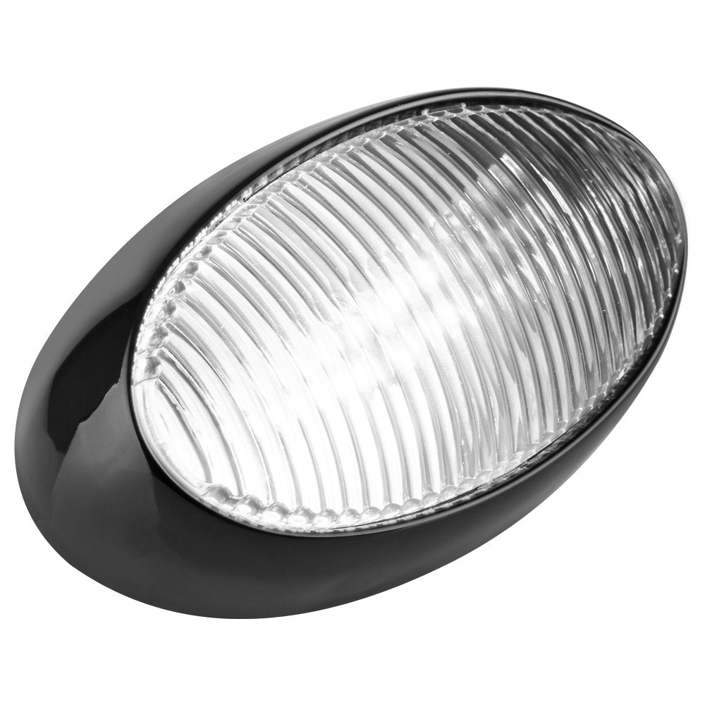 Lumitronics Rv 12V Led Oval Porch Utility Light - Clear & Amber Lenses - For Motorhomes, Campers, Trailers, 5Th Wheels (Black)