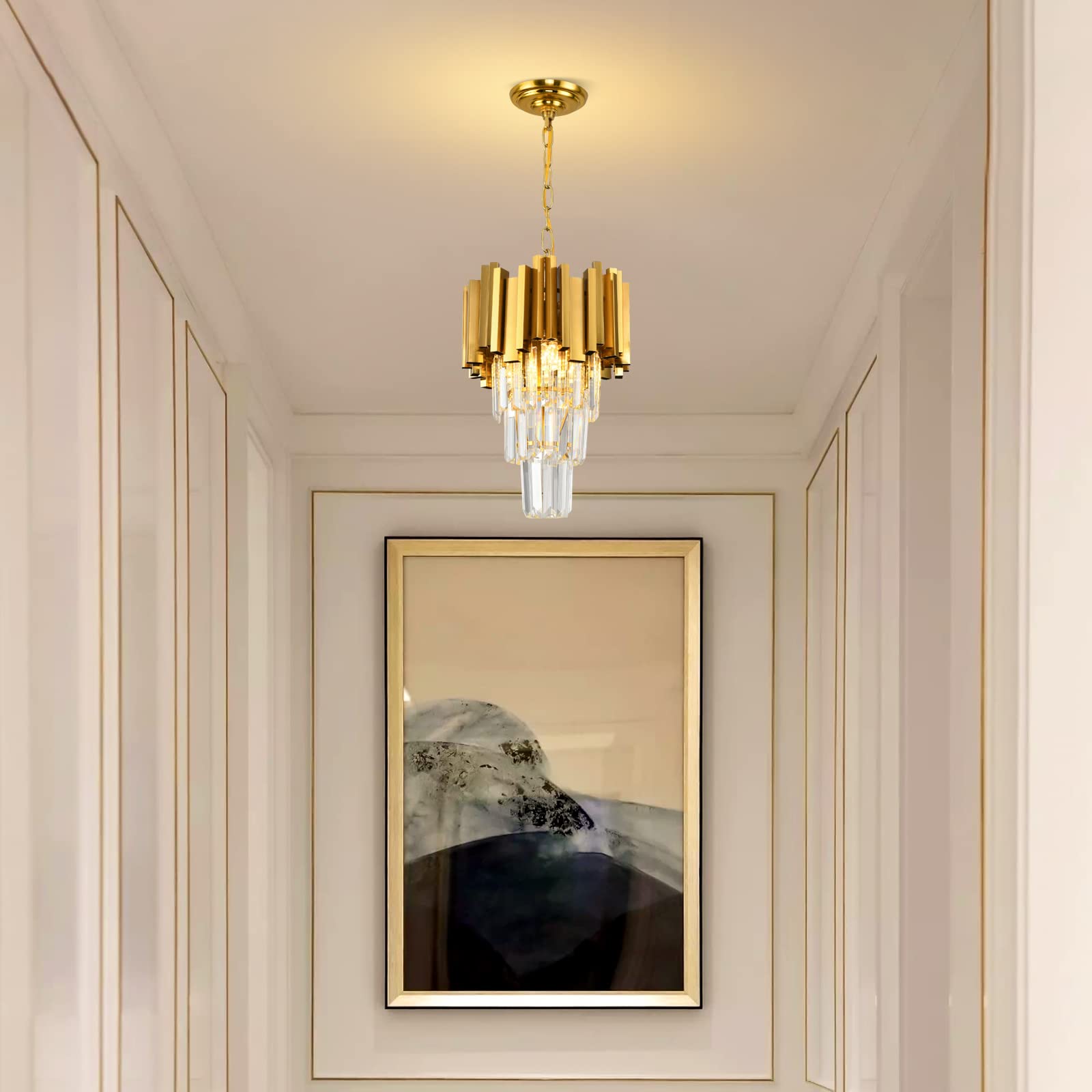 Gold Pendant Light Fixtures Dining Room Chandelier 3-Light Modern Small Crystal Pendant Lights Kitchen Island Kitchen Living Roo
