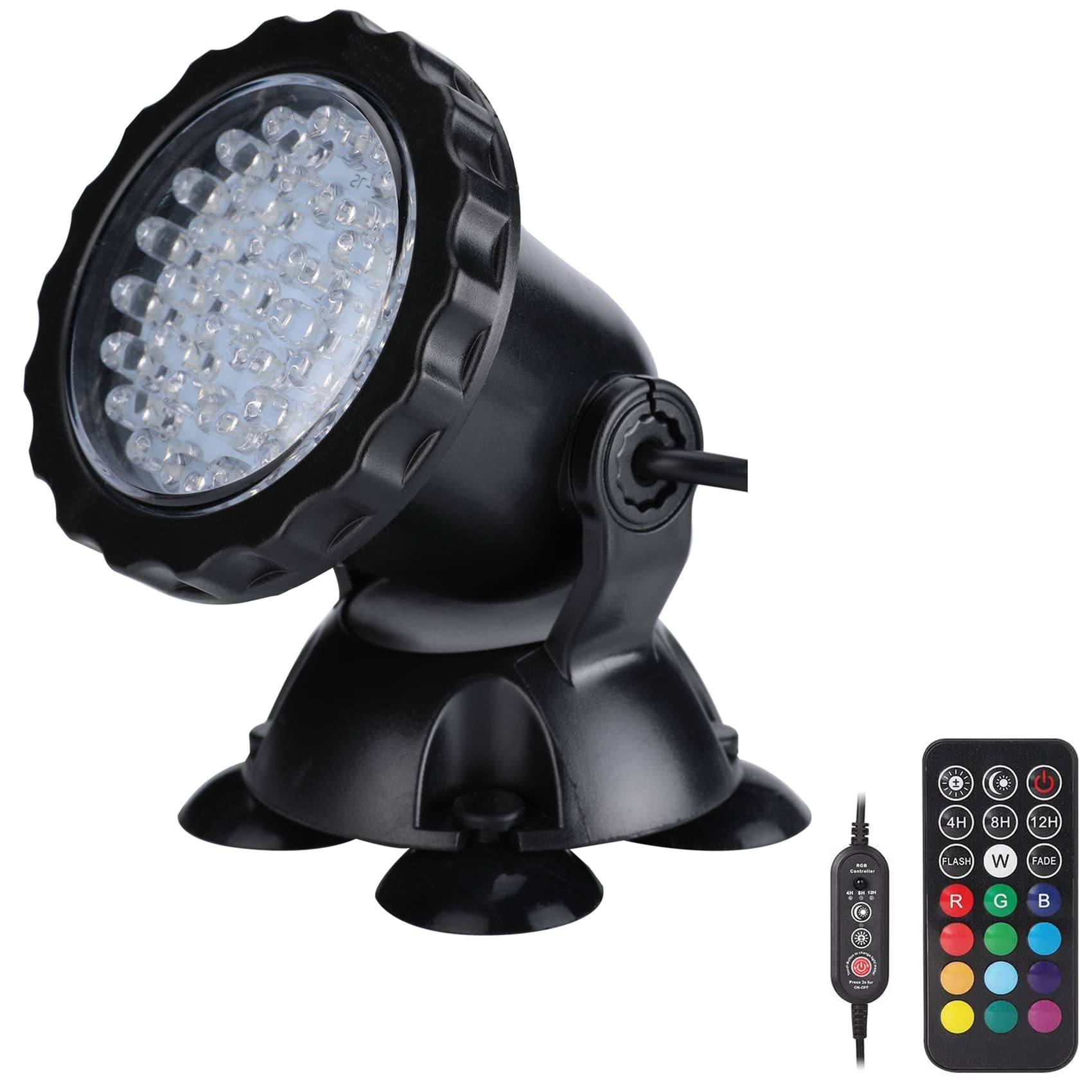 ZHGSERVU Pond Lights - Submersible Spotlight with Timer Control, Colors Changing, Set of 1, Plastic