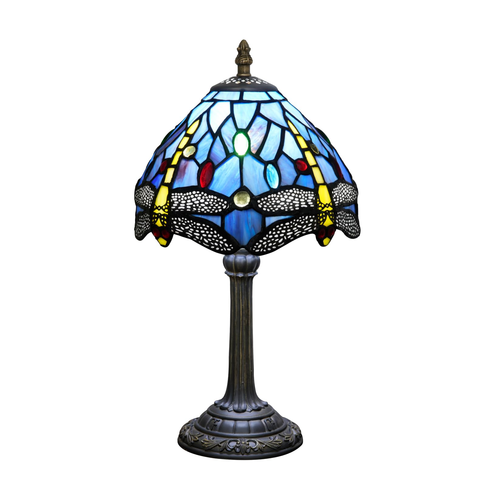 Wecrejoni Tiffany Lamp Stained Glass Lamp Small Bedside Table Lamps For Living Room Bedroom Dorm Kitchen Home Decor Festival Birthday Gift Dragonfly