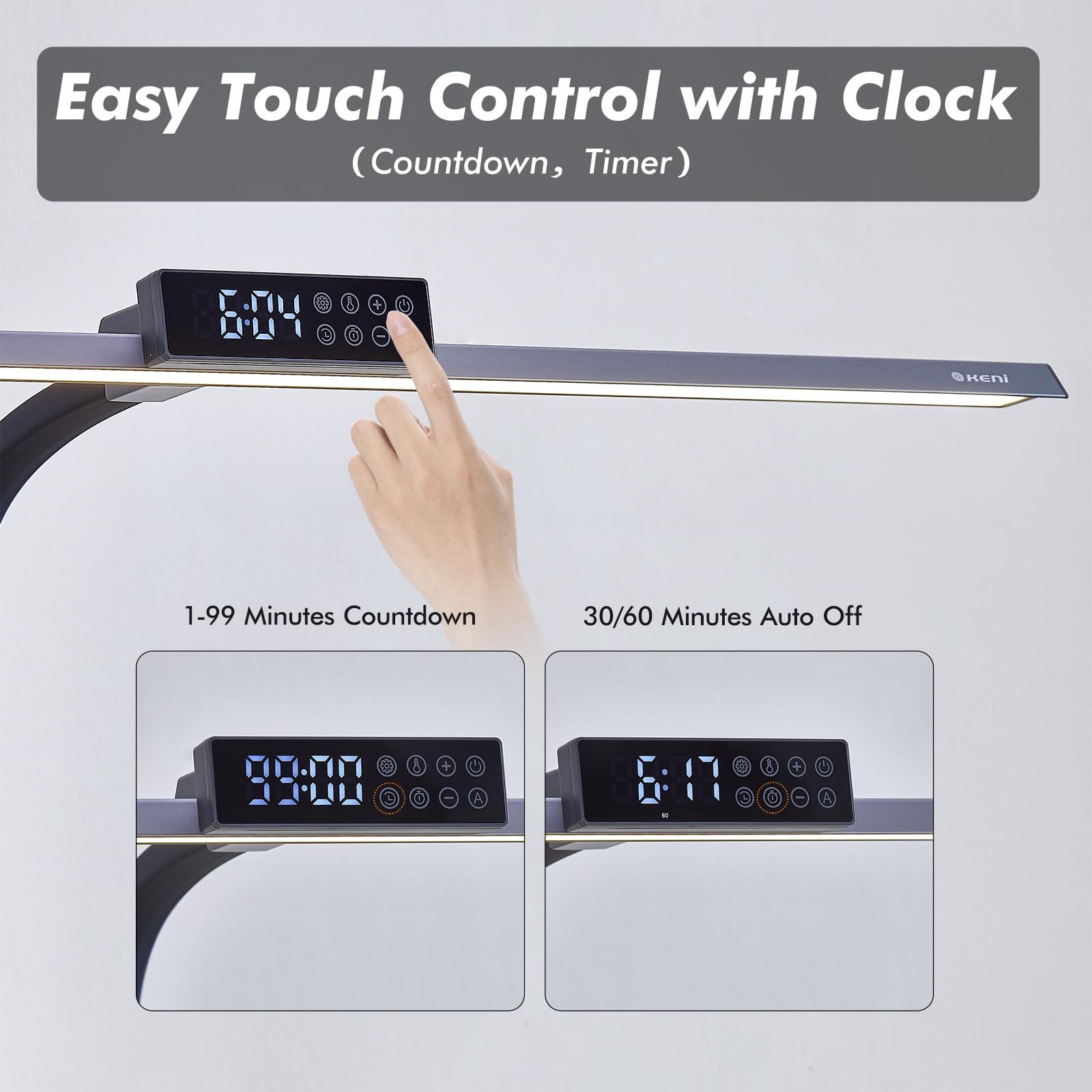 G Keni 3400 Lumen Architect Desk Lamp With Clock For Home Office, 31.5W X 27''H