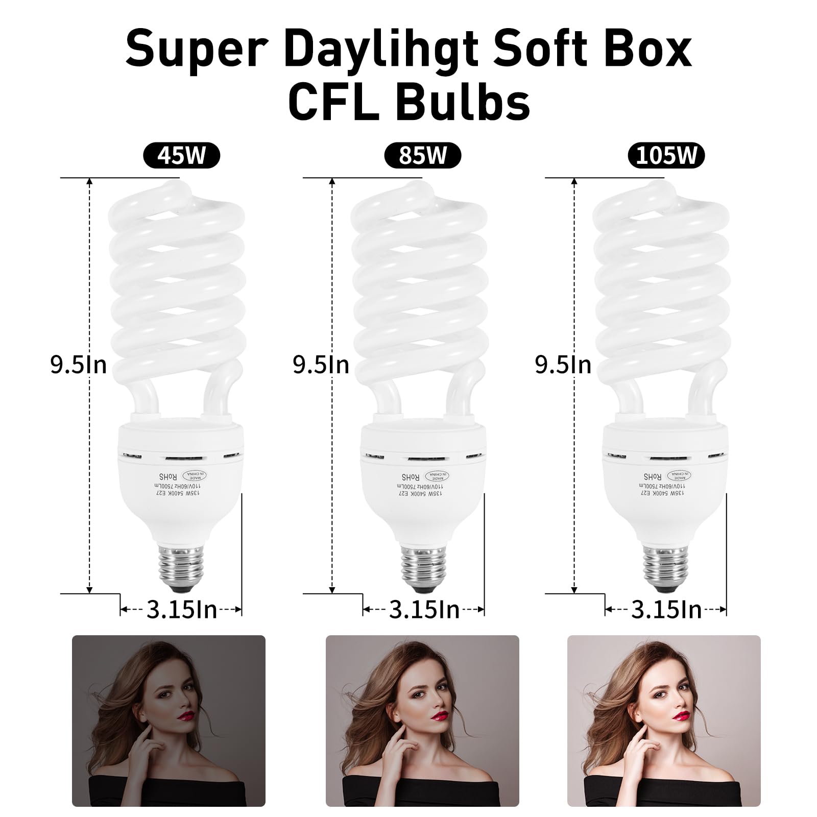Skytex 1Pcs 135W Light Bulb, 5400K Color Temperature Cfl Photography Lighting, Daylight Spiral Softbox Lighting Kit Bulb In E27