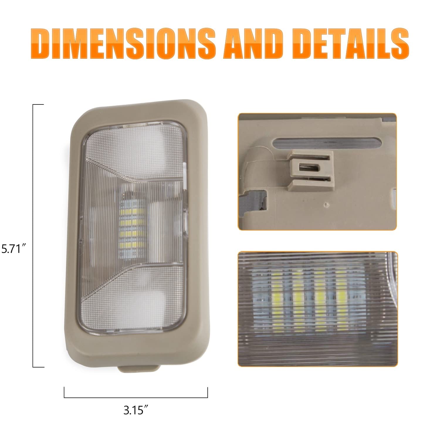 RANSOTO Off-White Car Interior Dome Roof Light Lens with Housing for 2004-2008 Chevy Colorado GMC Canyon Replacement 15191866 15114473