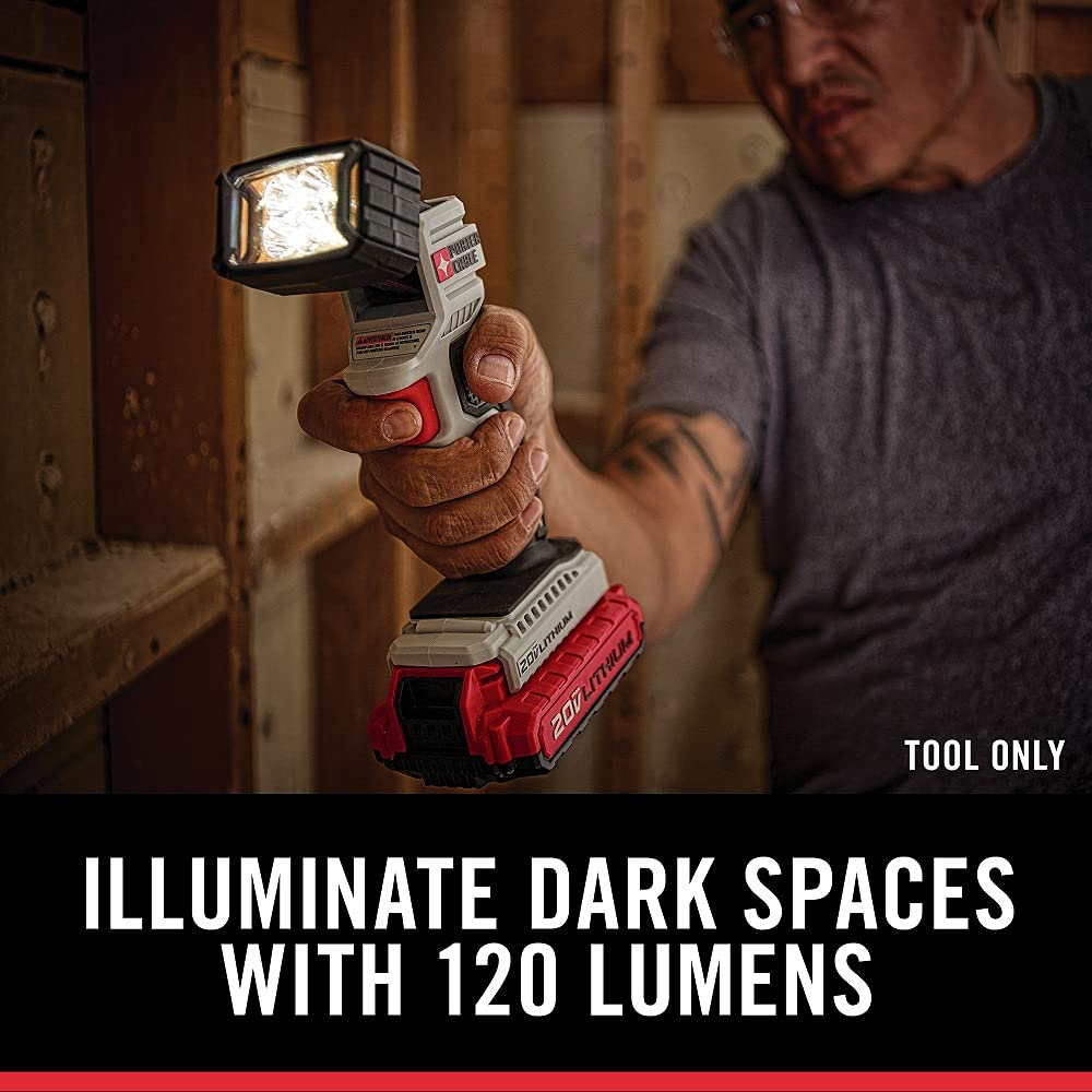 Porter-Cable 20V Max Led Work Light, Black, 7.34 Inch - Bright, Durable & Portable Lighting