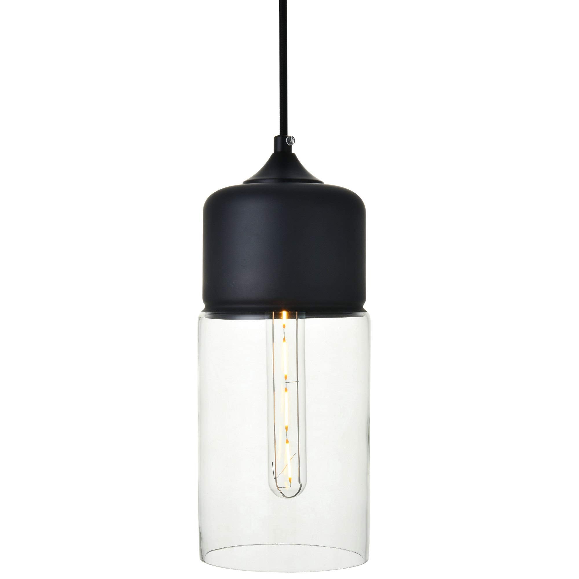 Living District Ashwell 1 Light Black Pendant with Clear Glass