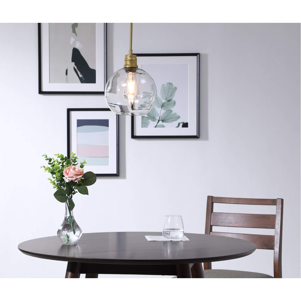 Living District Indoor Modern Home Decorative Bright Ceiling Emett 1 Light Brass and Clear Glass Pendant