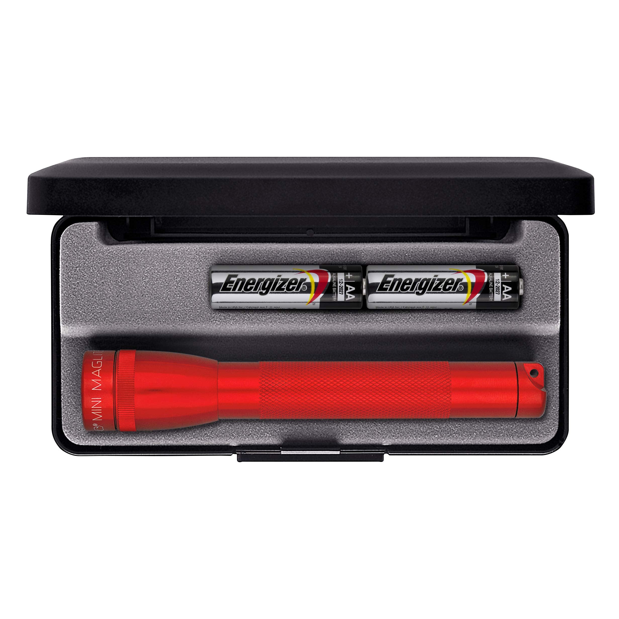 Maglite Mini Incandescent 2-Cell Aa Flashlight In Presentation Box, Red