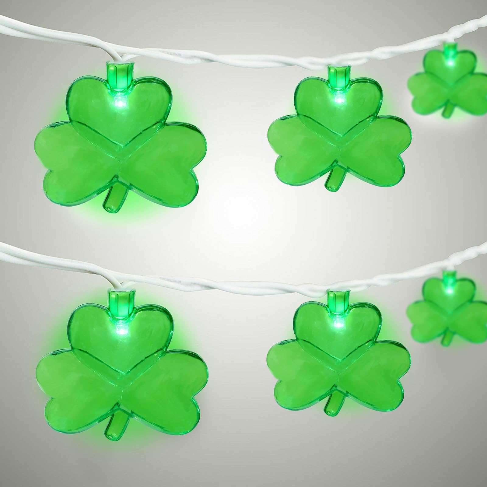 Pallerina St. Patrick'S Day String Lights, 8.5Ft Green Clover Decor With 10 Shamrock Lights