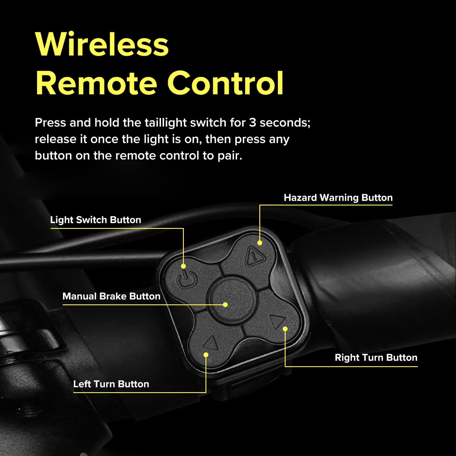 Smart Bike Tail Light with Turn Signals,Automatic Brake Sensing Light,Wireless Remote Control Bicycle Rear Lights,USB Rechargeab