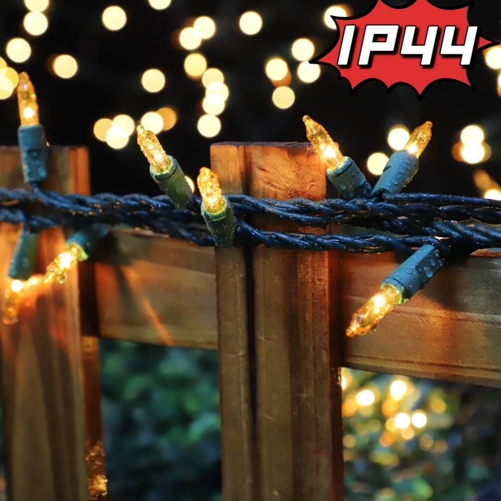 Lamphome Christmas Lights 100 Count Mini Yellow Lights 20Ft Green Wire Christmas Tree String Lights Set For Outdoor Indoor Christmas Decorations Wedding Decorations Valentines Day Decor