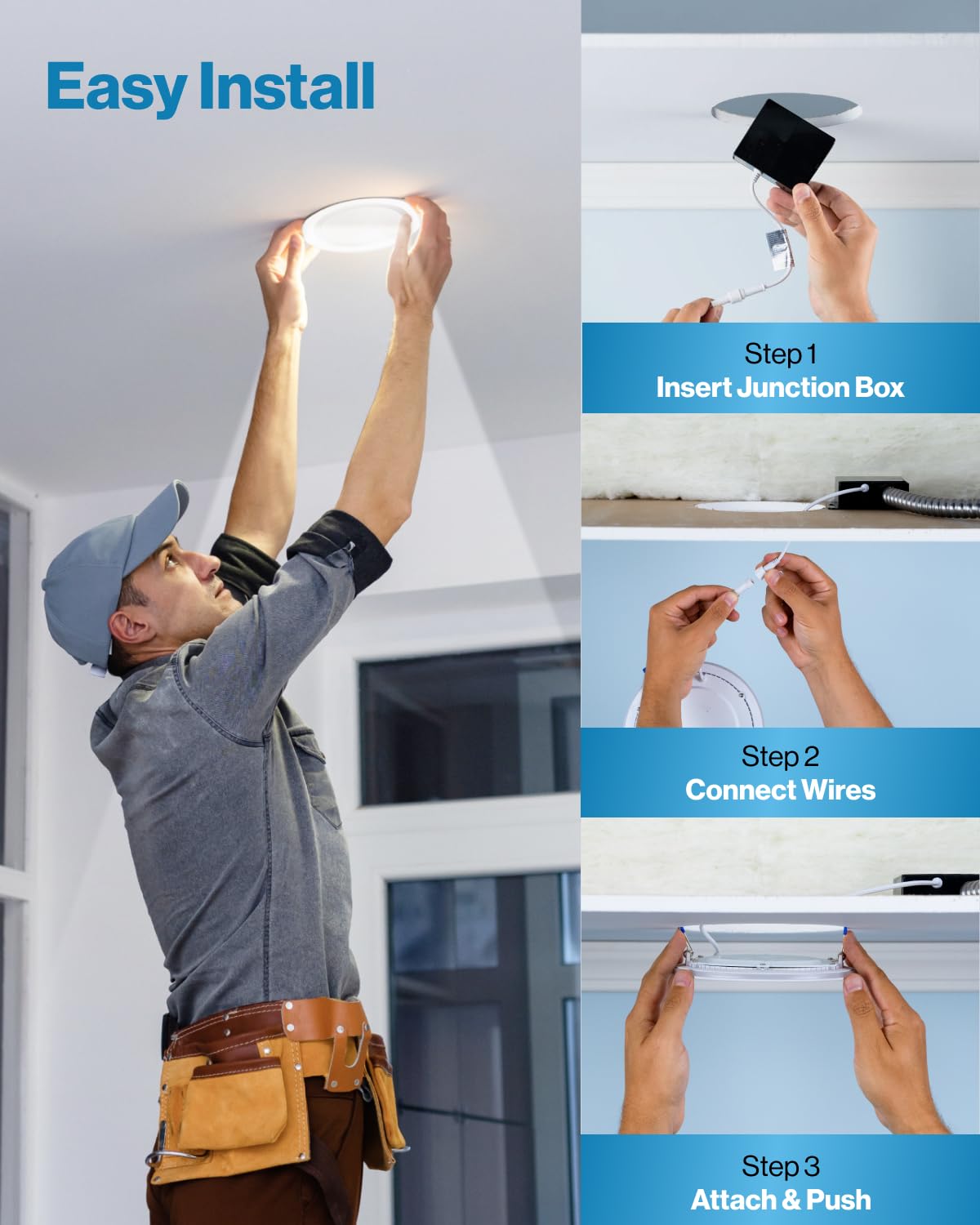 Sunco 12 Pack 4 Inch Led Recessed Lights, Ceiling Canless Recessed Light, Baffle Trim, 650 Lm, 10W (60W Equivalent), Selectable