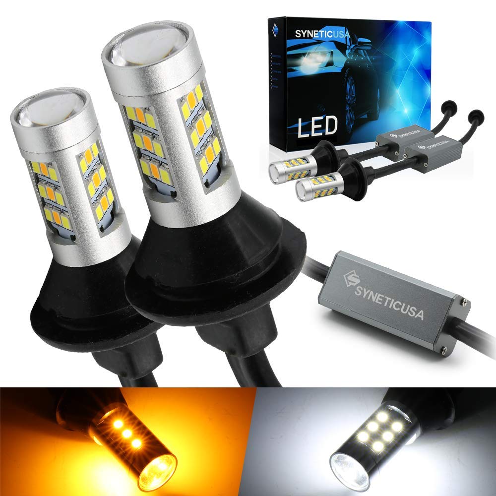 Syneticusa 1157 Error Free Dual Color Type 2 Switchback Drl Led Turn Signal Light Bulbs No Hyper Flash Built-In Resistors All In