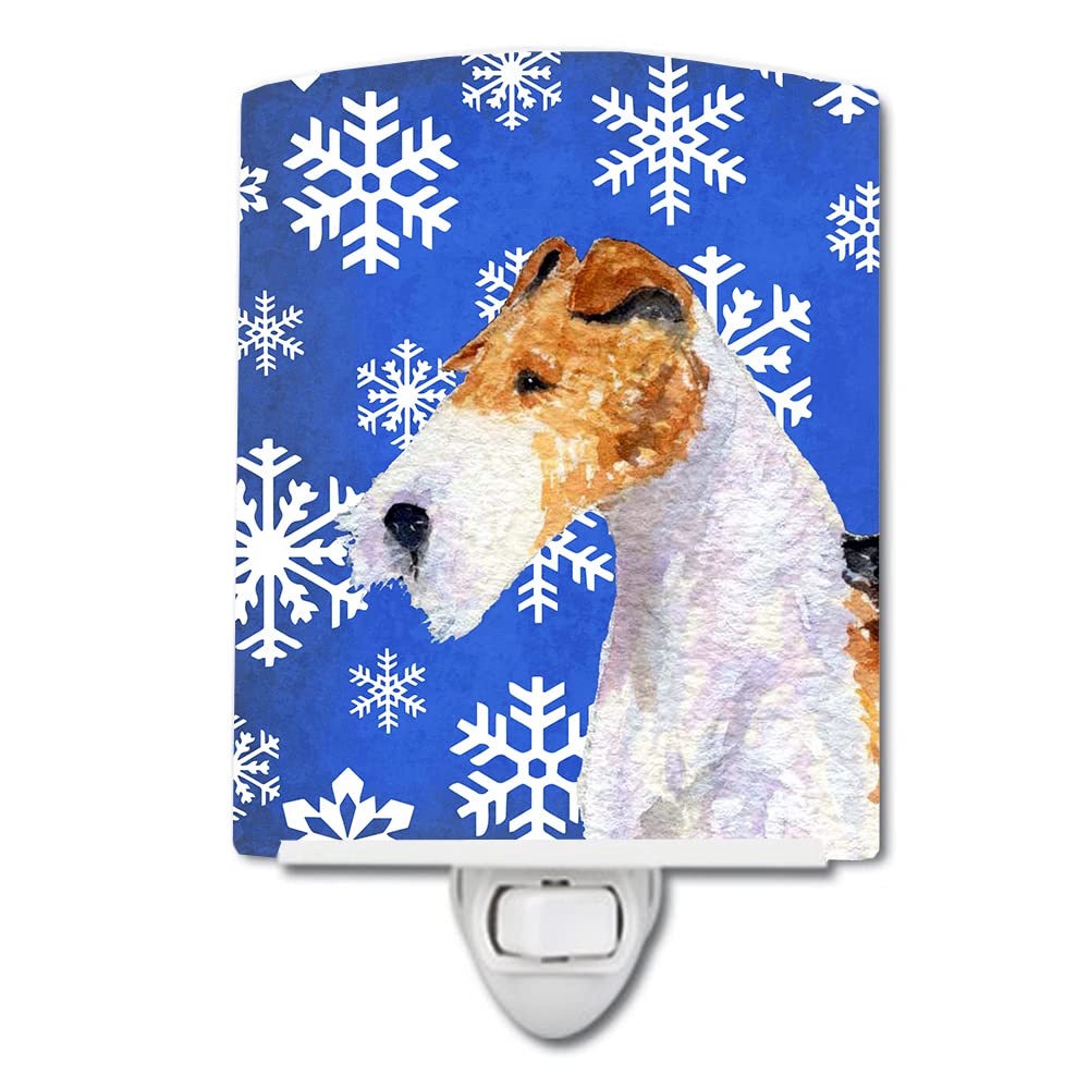 Carolines Treasures Ceramic Night Light Fox Terrier Winter Snowflakes 6x4x3in Multicolor Model SS4616CNL