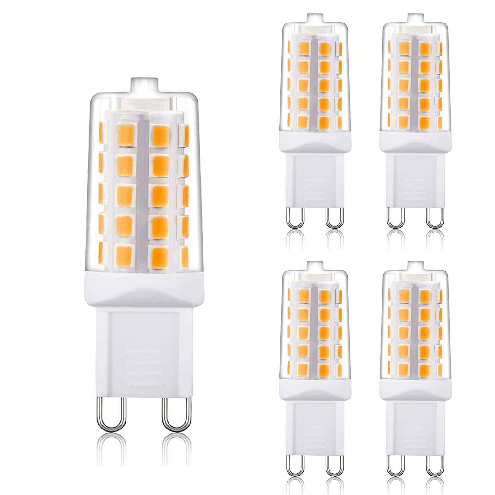 Baoming G9 Led Bulb 4W, 40 Watt T4 G9 Base Halogen Equivalent, 2700K Soft Warm White, 120V No-Flicker, Chandelier Lighting Non-D