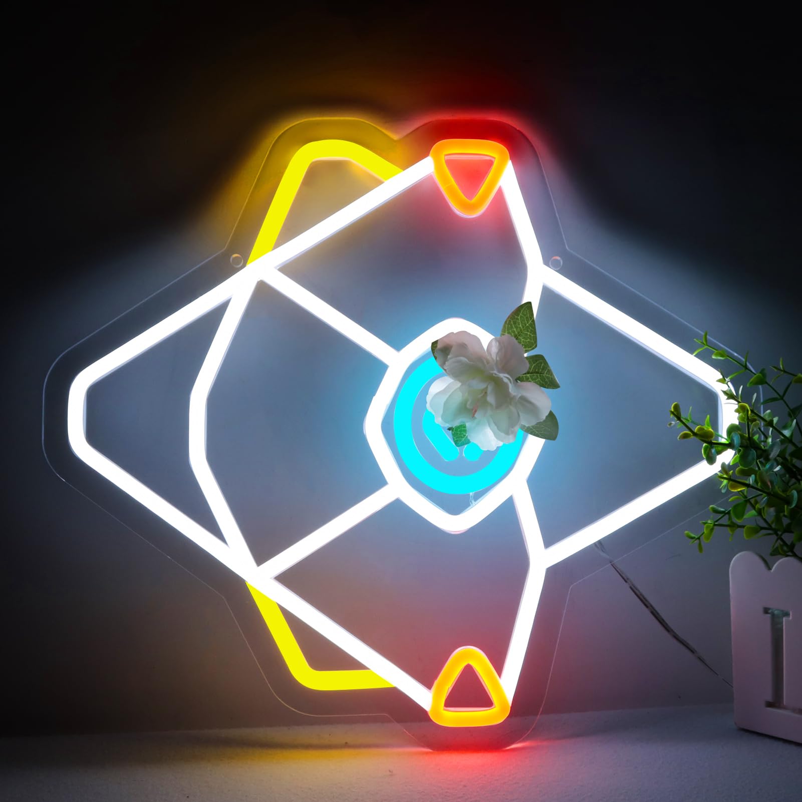 Pugna Neon Sign - Ghost Eyes Wall Decor, 8x8 inches, Plastic, Suitable for Bedroom, Bar, Pub, Restaurant, Christmas Gift