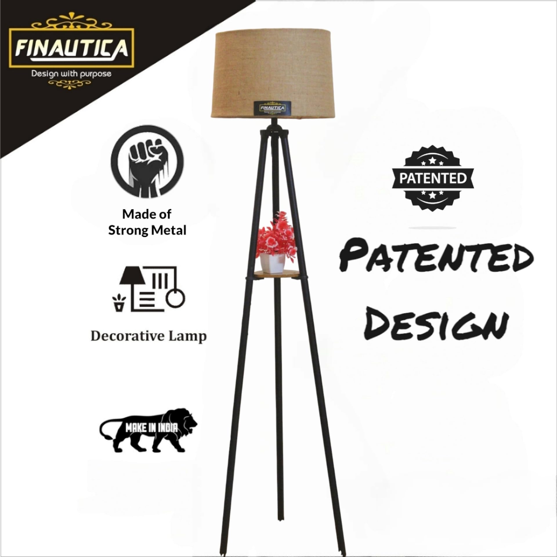 F N Italian Lamp with Home Decor Corner Design Jute Drum Shade, Bulb, Wiring, E27 Holder Included Pack of 1