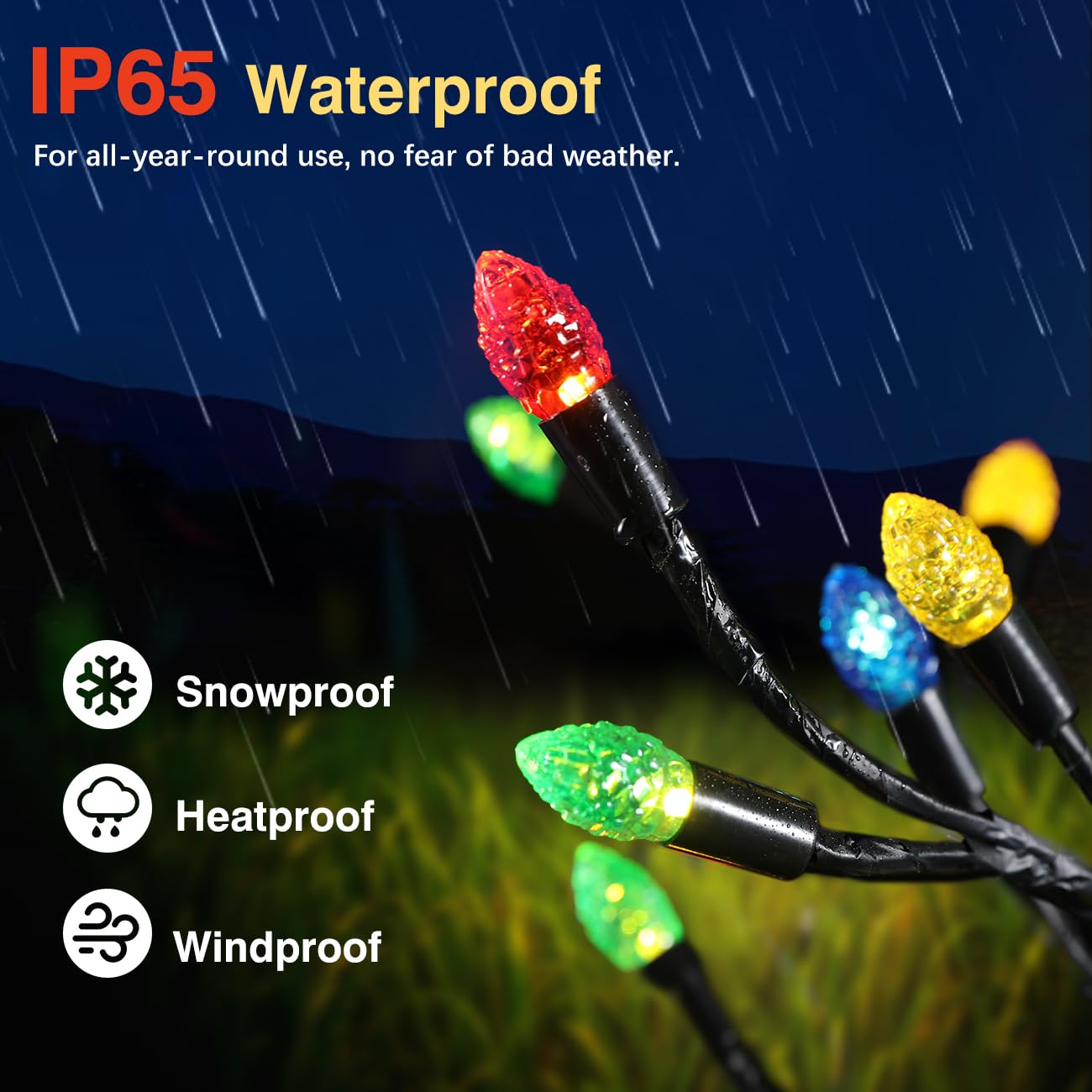 Lewondr Solar Garden Lights - 20 Led Strawberry Lights, Colorful For Yard, Patio, Porch, Backyard, Christmas Decor