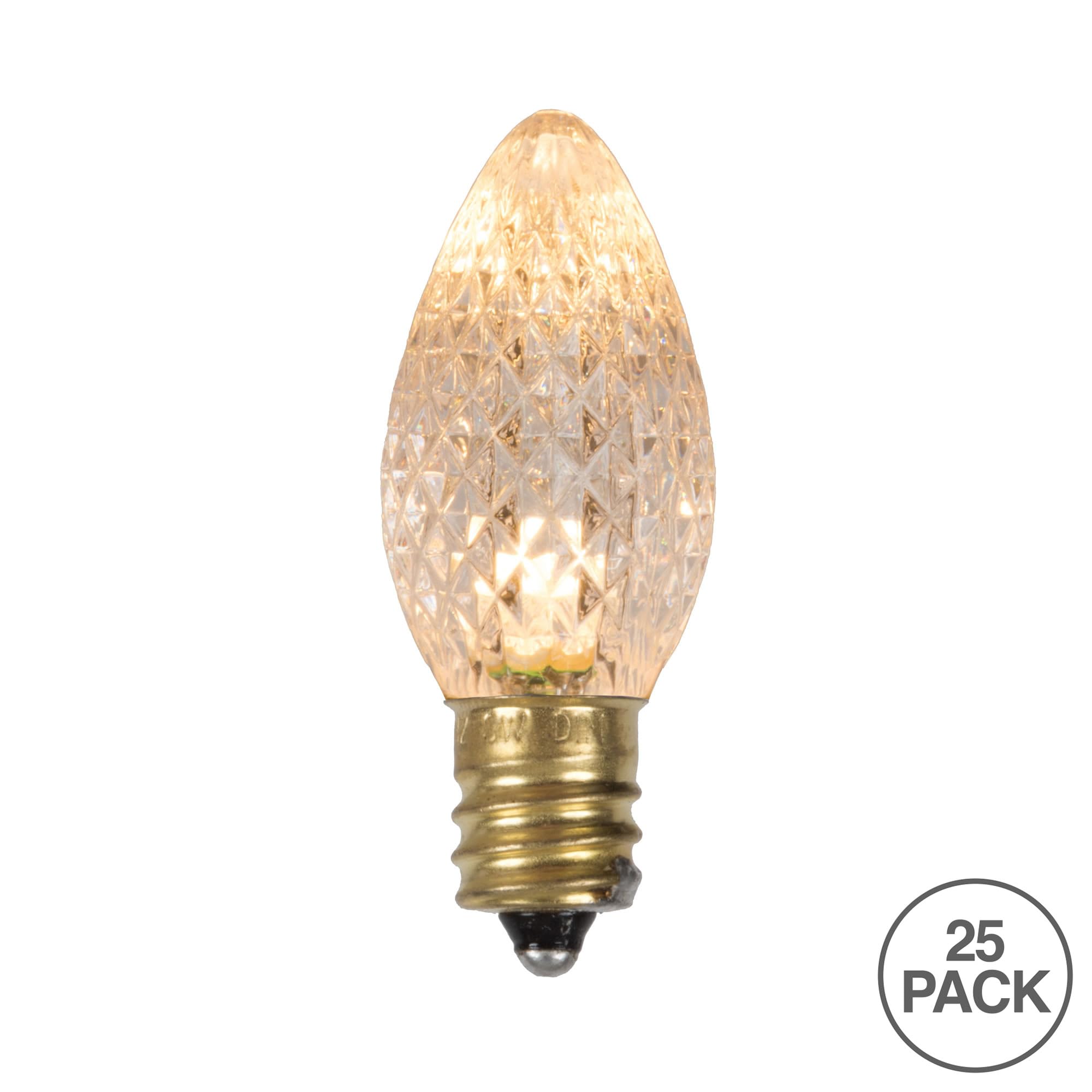 Vickerman C7 Led Sunny Warm White Faceted Bulb, Csa Approved, Package Of 25