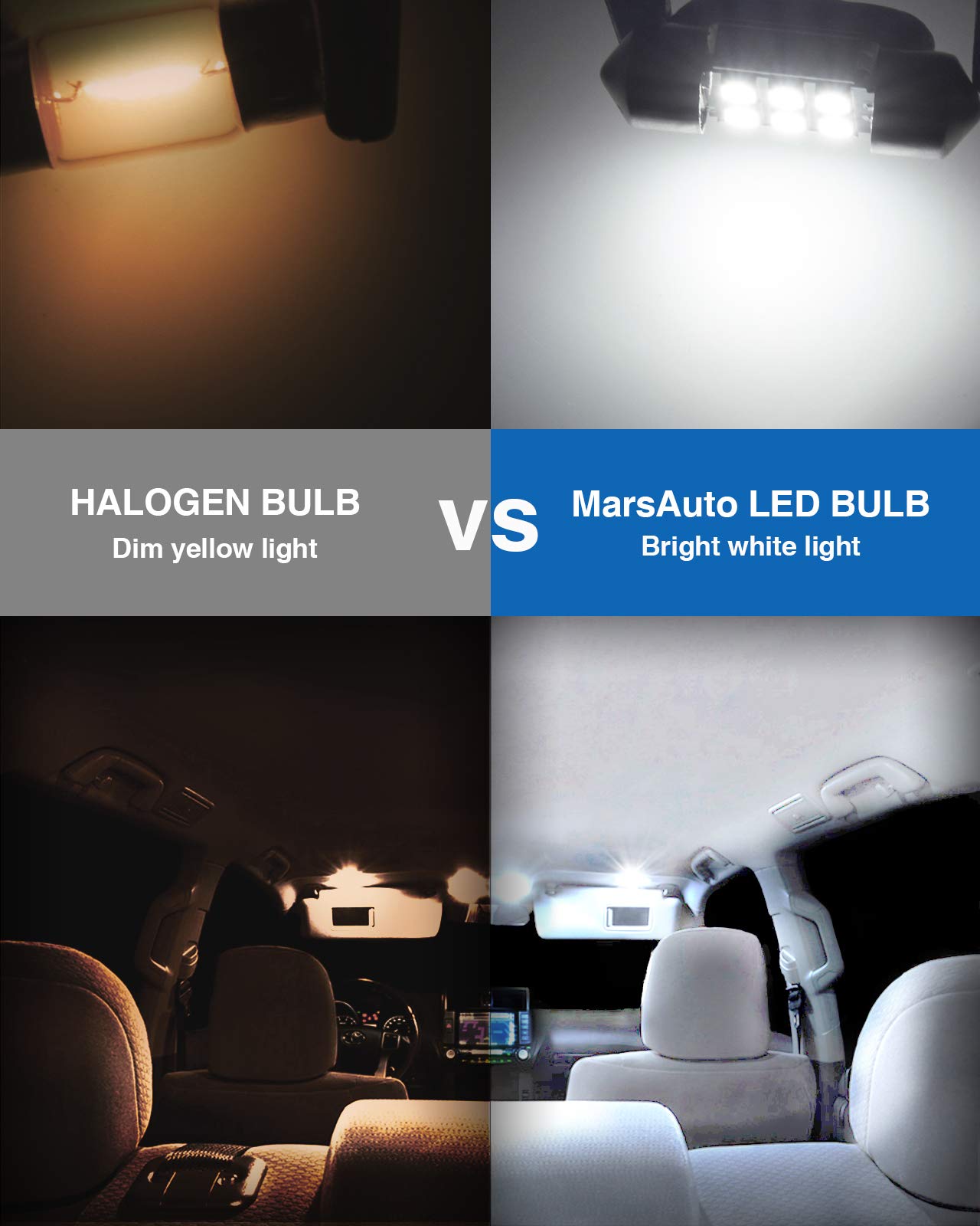 Marsauto DE3175 LED Bulbs 31mm Festoon White 300LM 6500K - Pack of 4 for Car Interior Dome & License Plate Lights