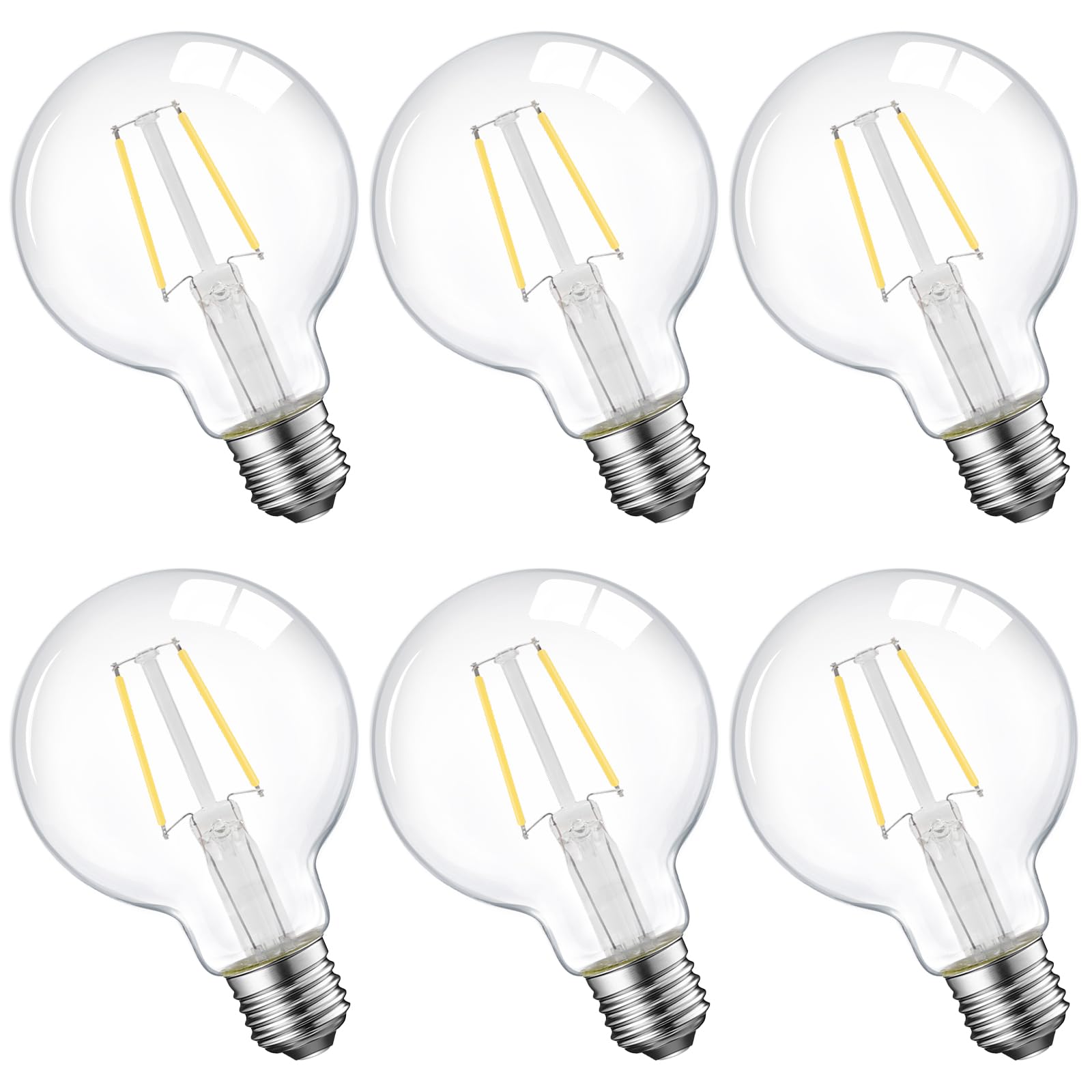 Energetic Led Edison Light Bulb, 5W Dimmable, G25 Globe Shape, Clear Glass, 60W Equivalent, 4000K Cool White, 500Lm, G80 Christm