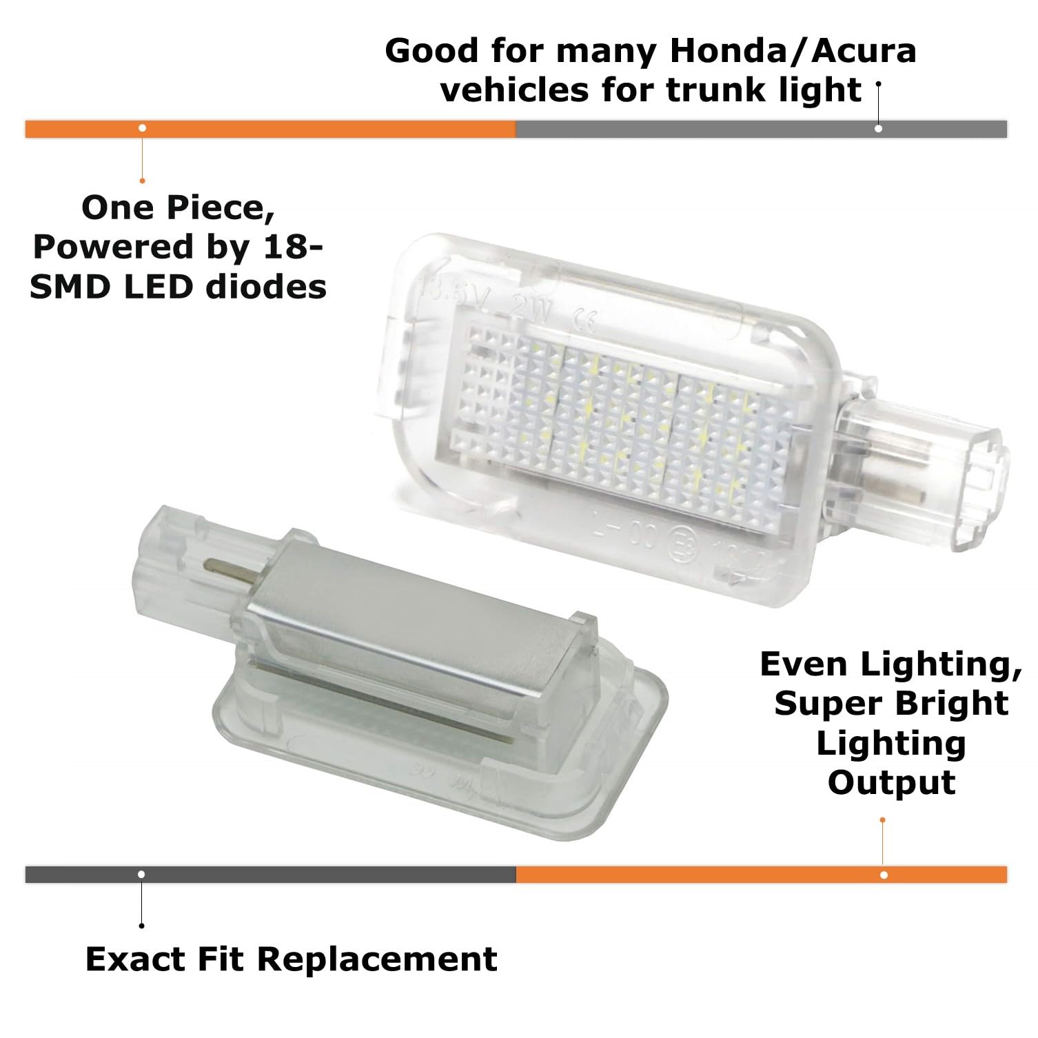 iJDMTOY LED Trunk Cargo Light Assembly for Honda & Acura, 2W High Power, 18-SMD Diodes, Xenon White